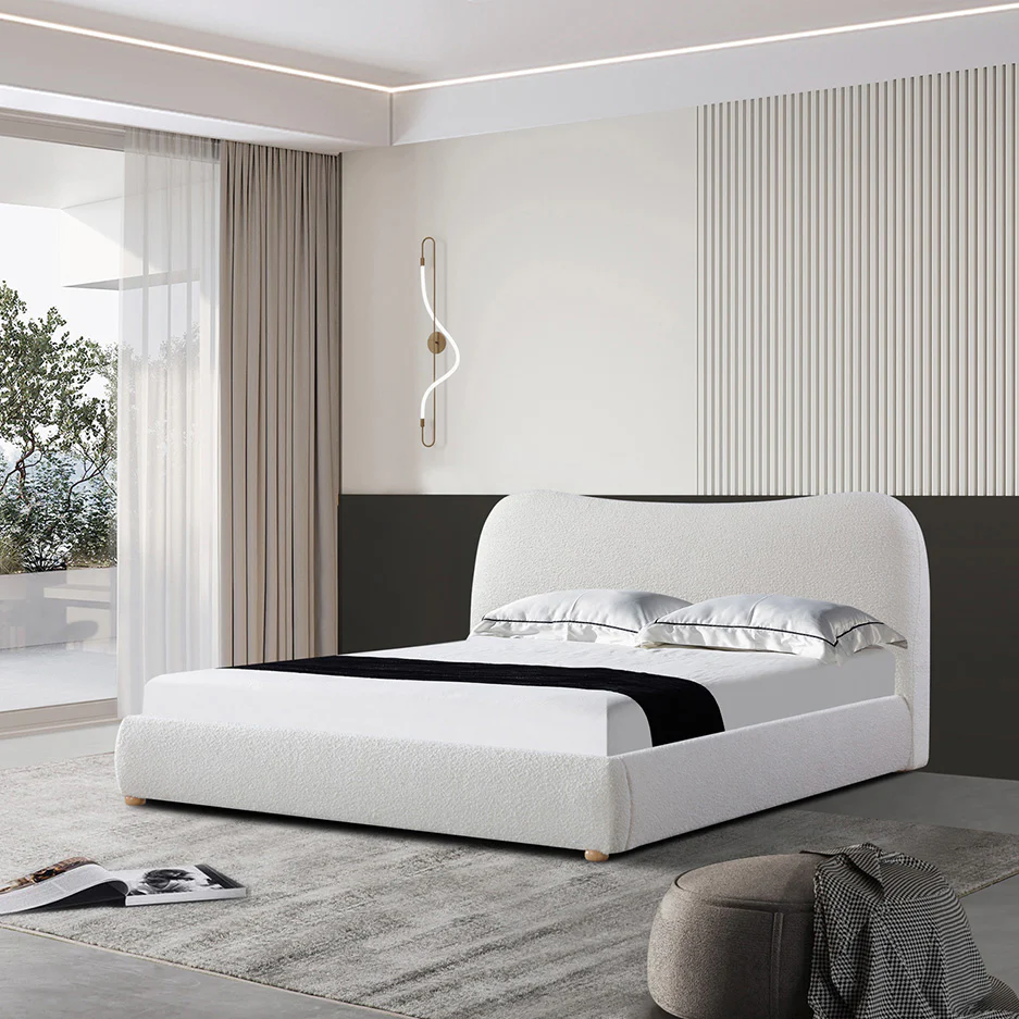 Diaz King Bed Frame - Cream White - Image 3