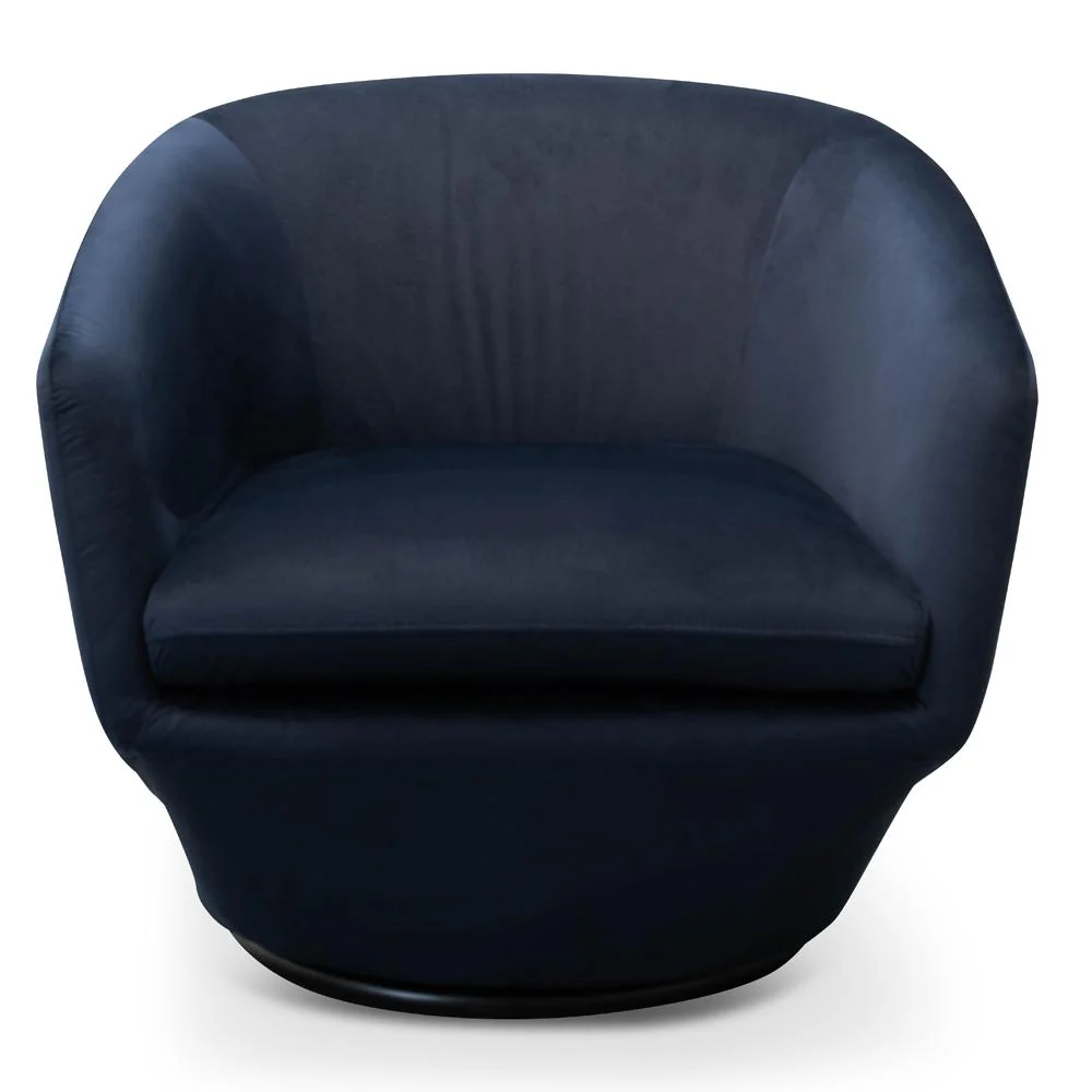 Donna Swivel Lounge Chair - Navy Velvet - Image 2