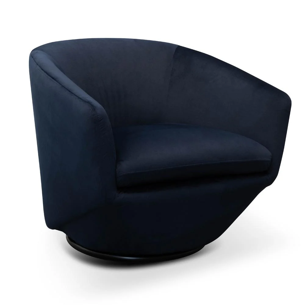 Donna Swivel Lounge Chair - Navy Velvet - Image 3