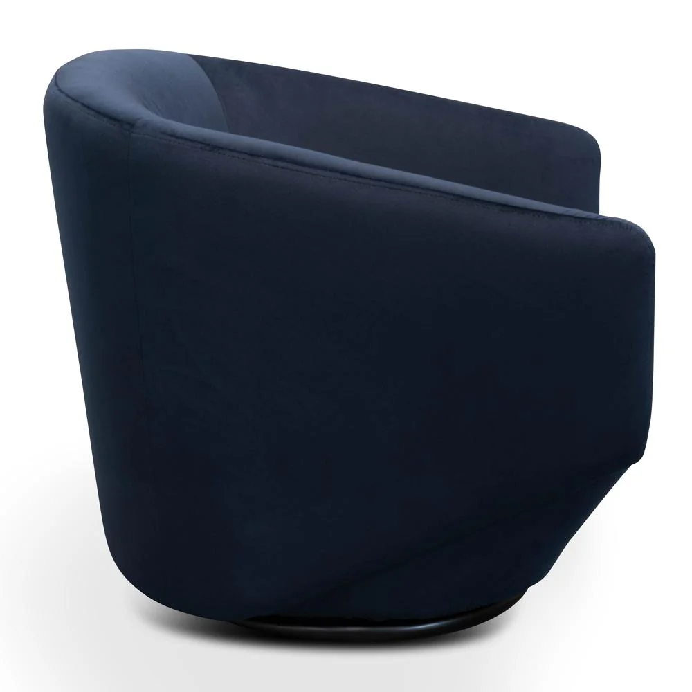 Donna Swivel Lounge Chair - Navy Velvet - Image 4
