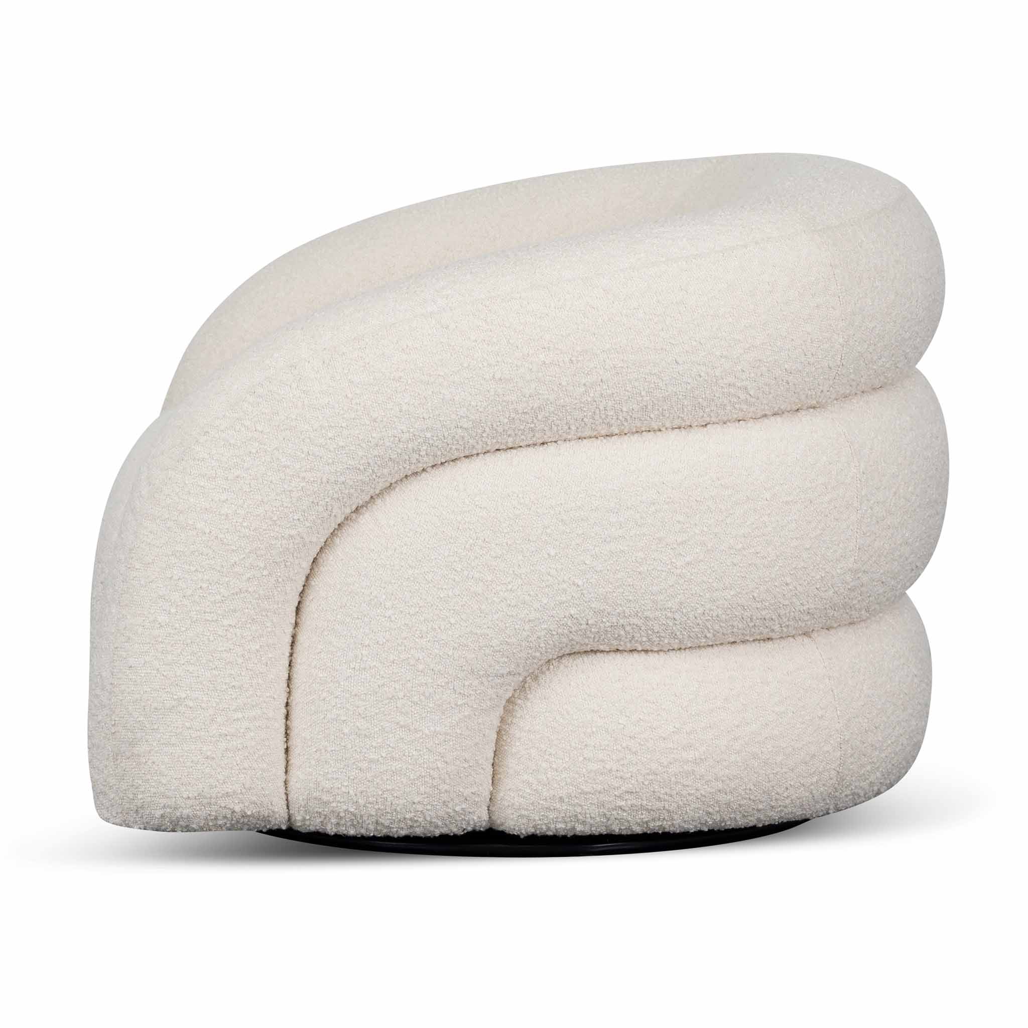 Donovan Swivel Armchair - Ivory White Boucle - Image 3