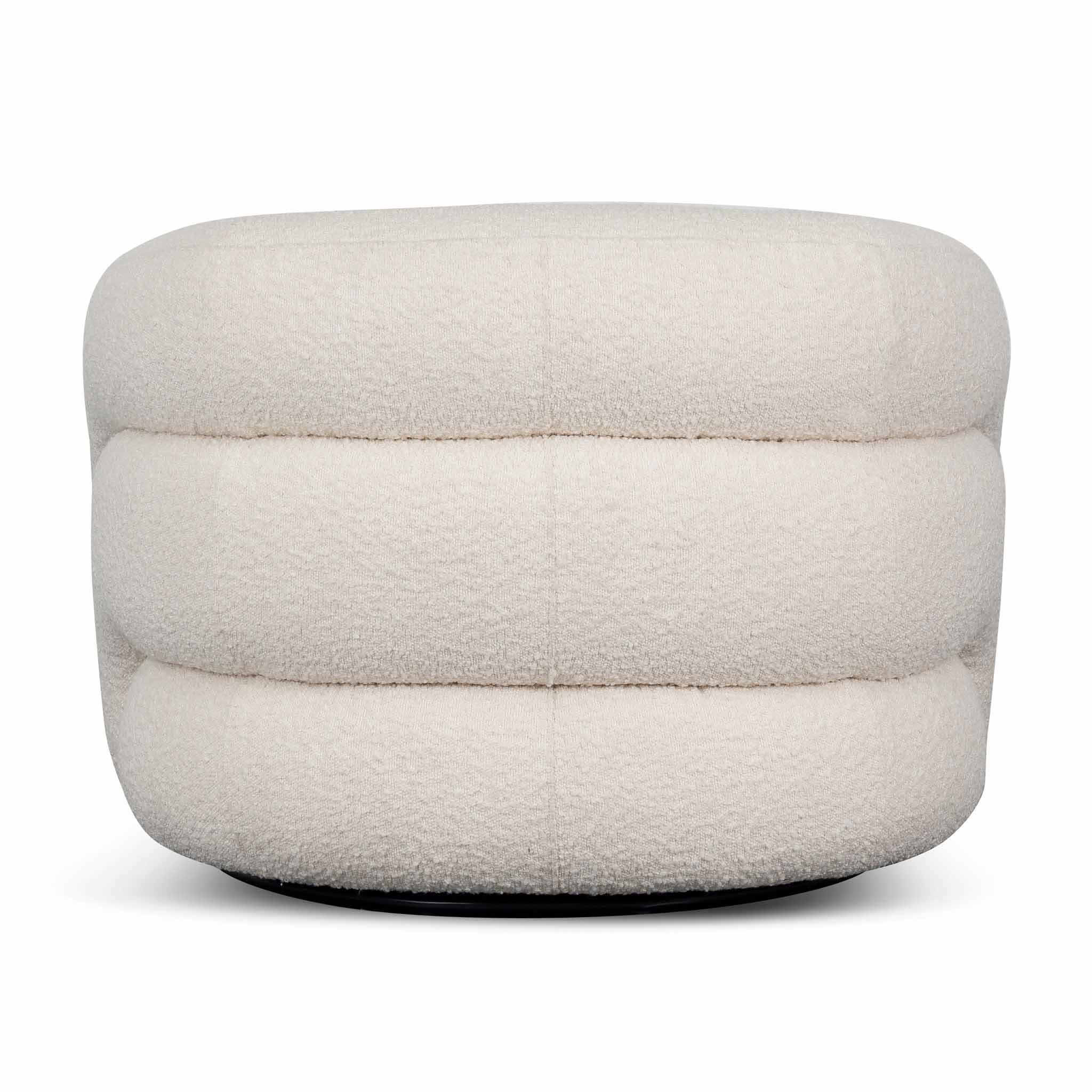 Donovan Swivel Armchair - Ivory White Boucle - Image 5