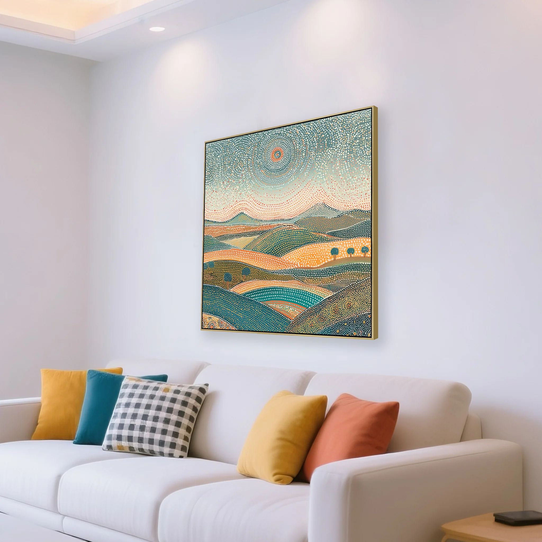 Dream Land 80 x 80cm Framed Canvas - Light Natural - Image 3