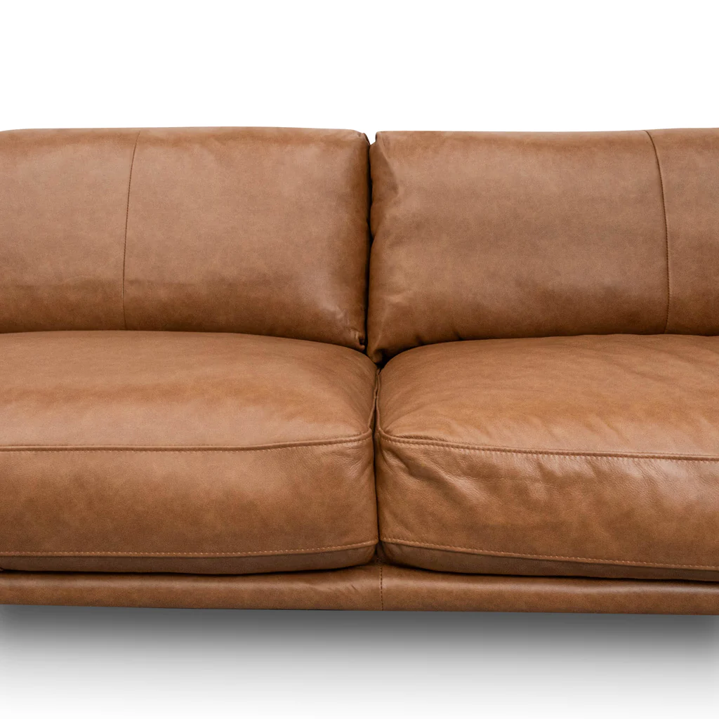 Emilis 4 Seater Left Chaise Leather Sofa - Caramel Brown - Image 9