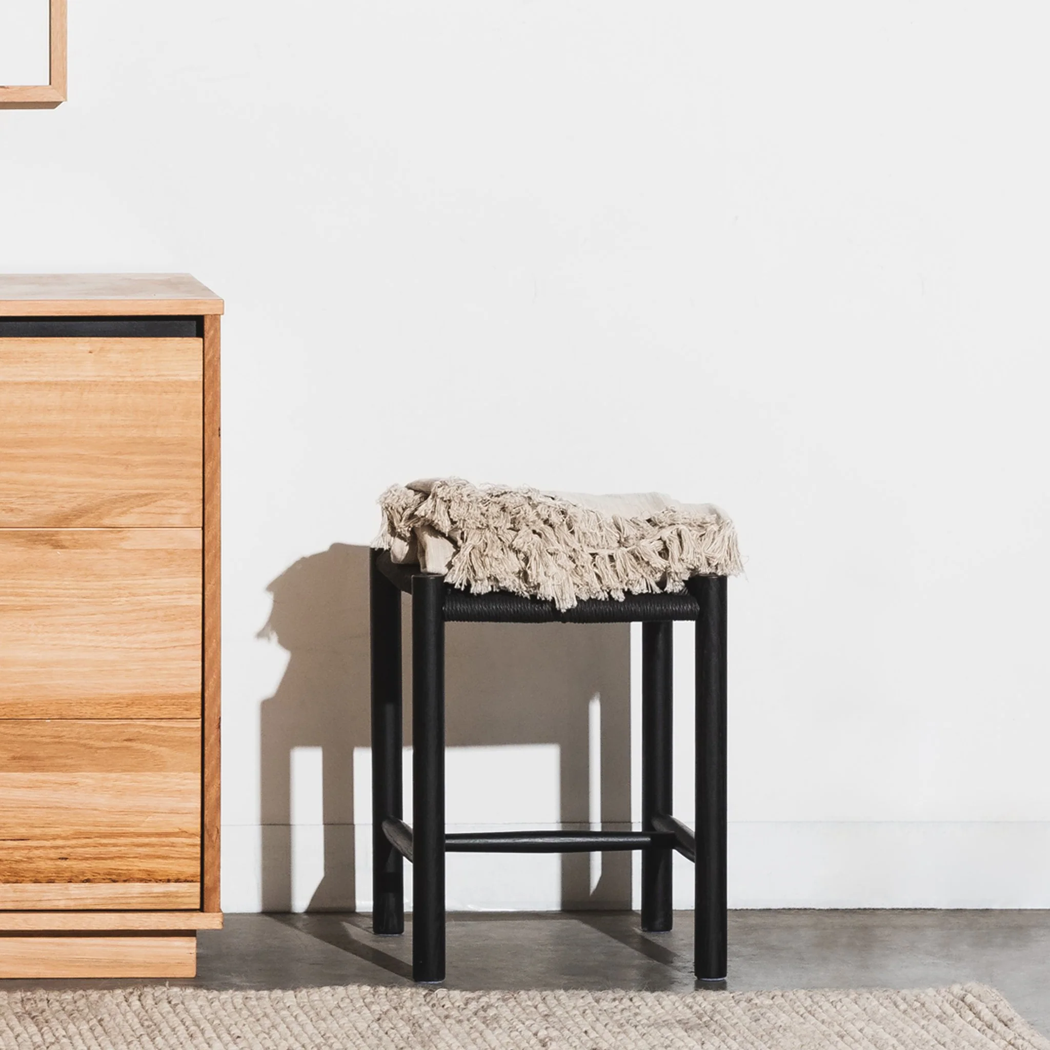Erika Oak Low Stool - Black - Image 3
