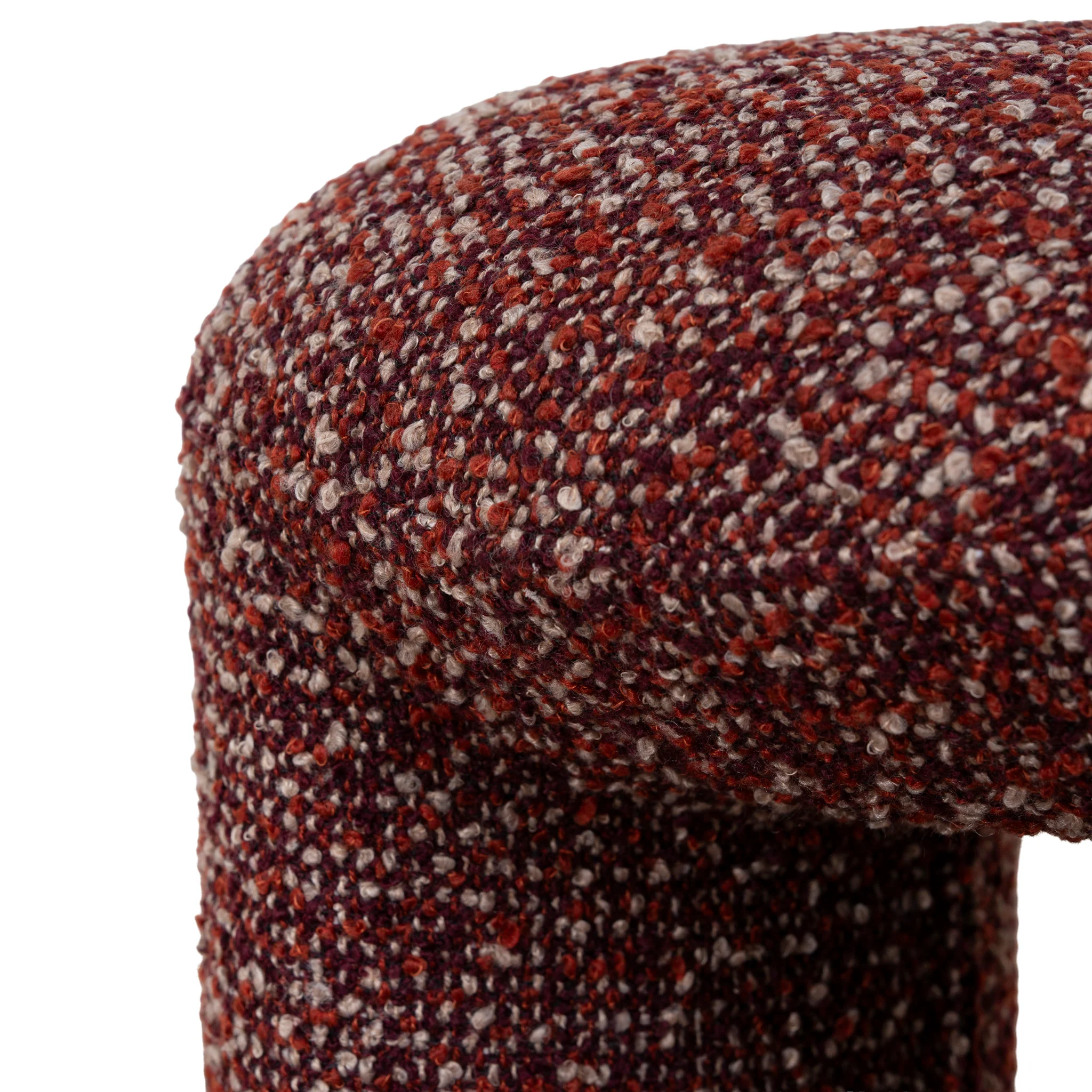 Everet Round Ottoman - Autumn Red - Image 5