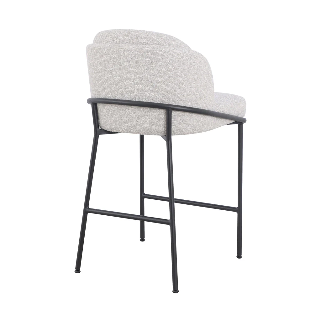 Ex Display - Abiram 65cm Bar Stool - Pearl Grey Boucle - Image 4