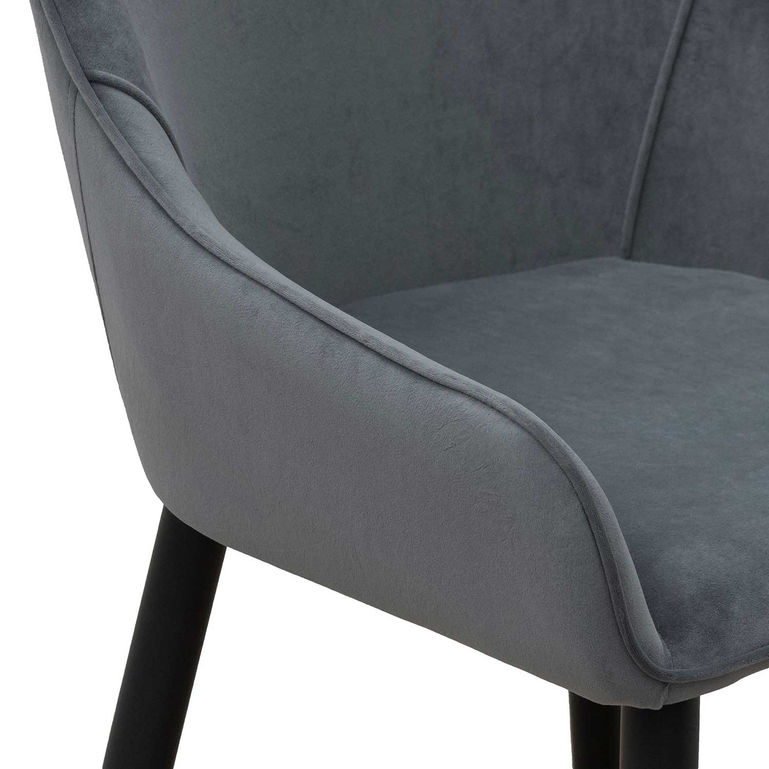 Ex Display - Acosta Dining Chair - Grey Velvet in Black Legs - Image 10