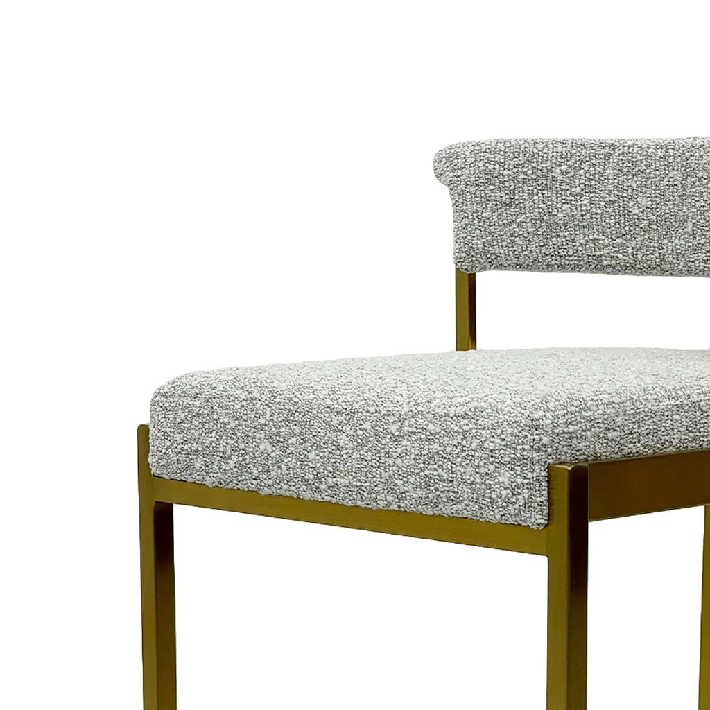 Ex Display - Adela Silver Grey Boucle Bar Stool - Golden Base - Image 16