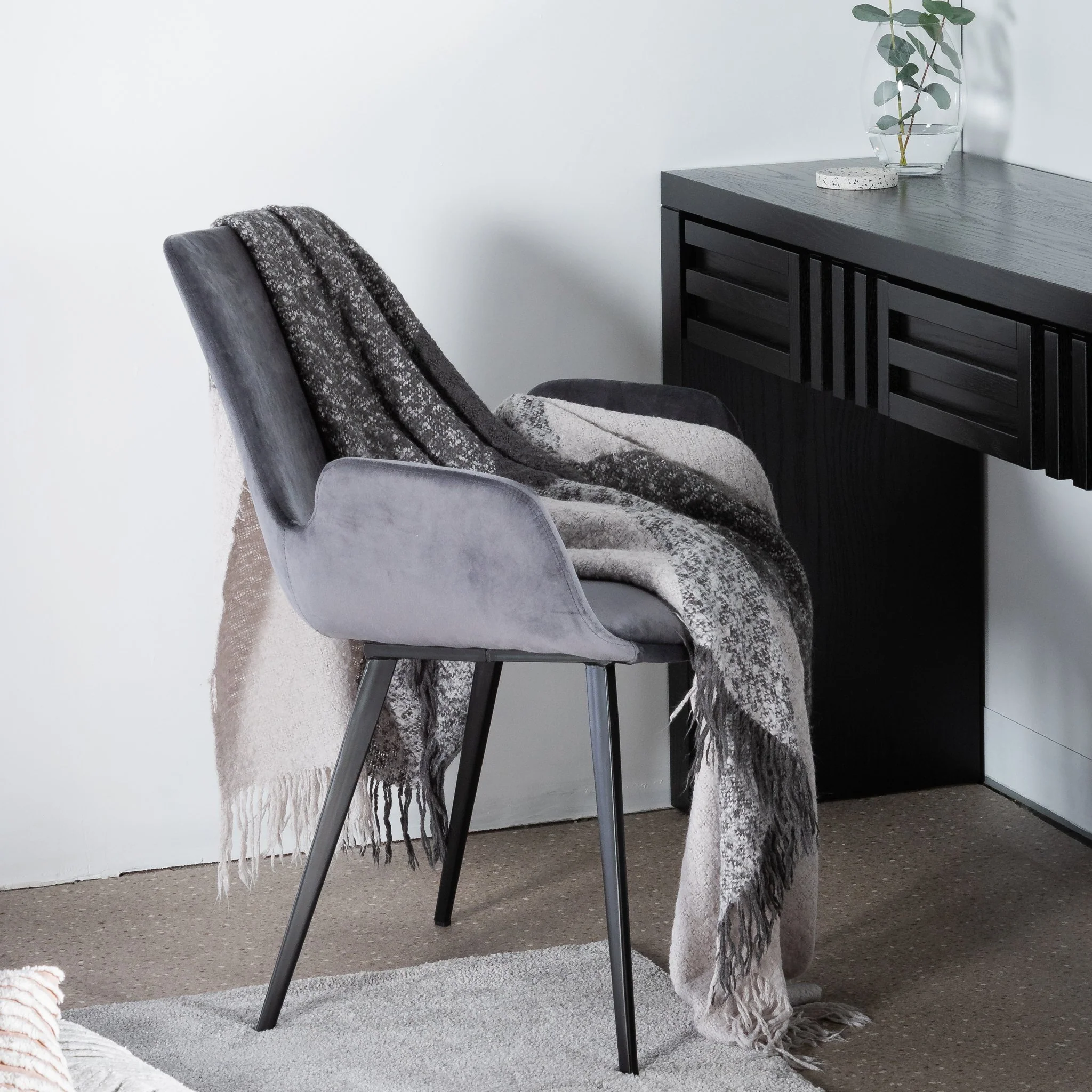 Set of 2 Alice Dining Chair - Dark Grey Velvet - Image 3