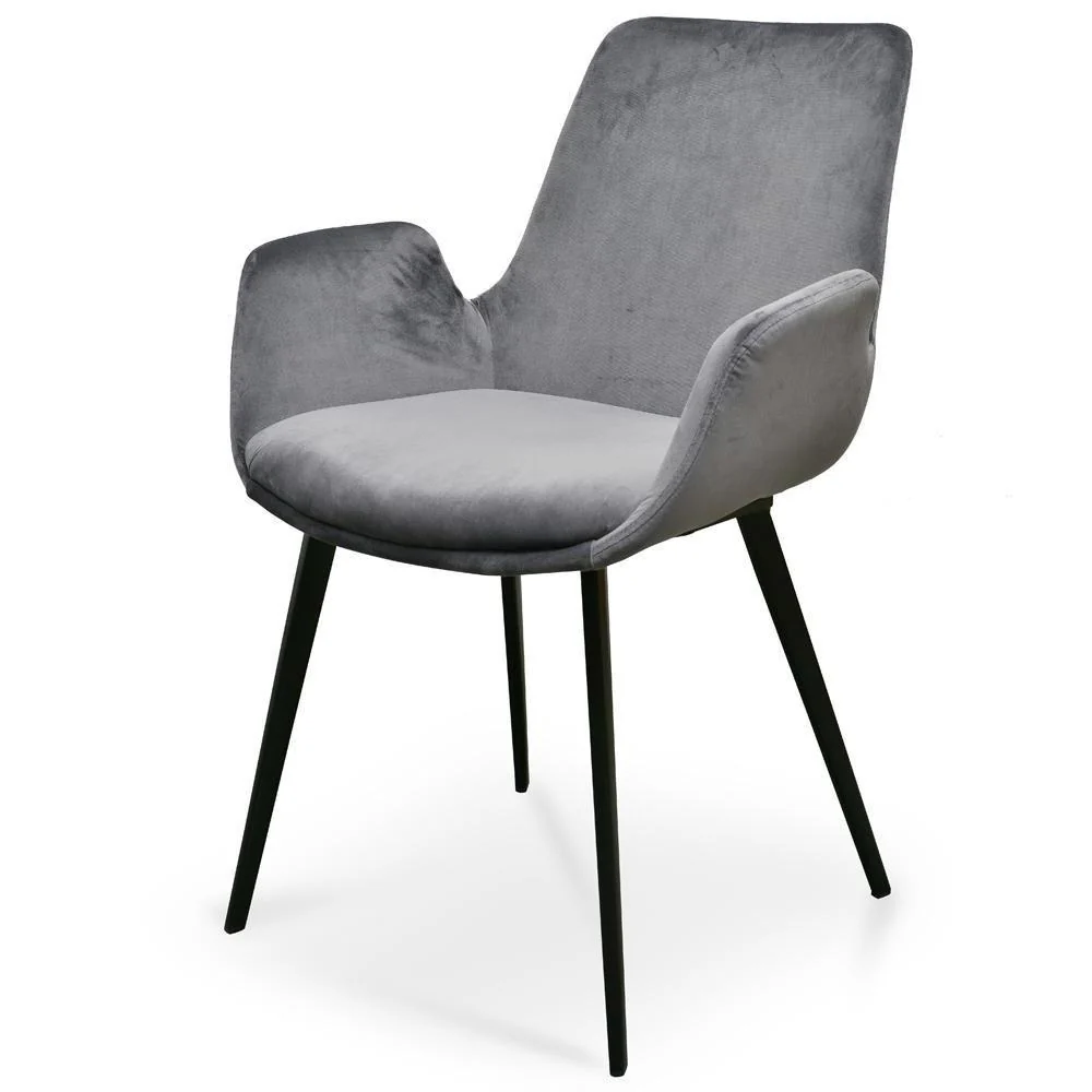 Ex Display - Alice Dining Chair - Dark Grey Velvet - Image 9