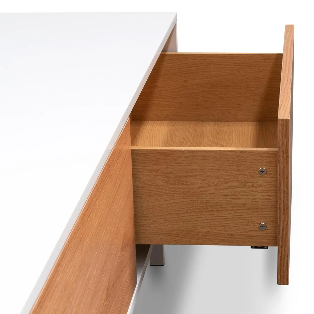 Ex Display - Alto 2m Wooden TV Entertainment Unit - White - Natural - Image 28