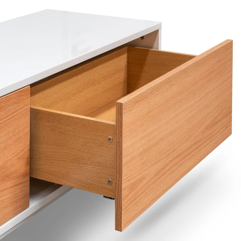 Ex Display - Alto 2m Wooden TV Entertainment Unit - White - Natural - Image 9