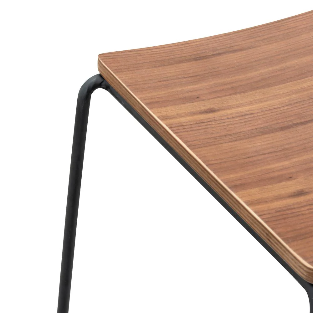 Ex Display - Apollo Bar Stool With Walnut Timber Seat - Black Frame - Image 4
