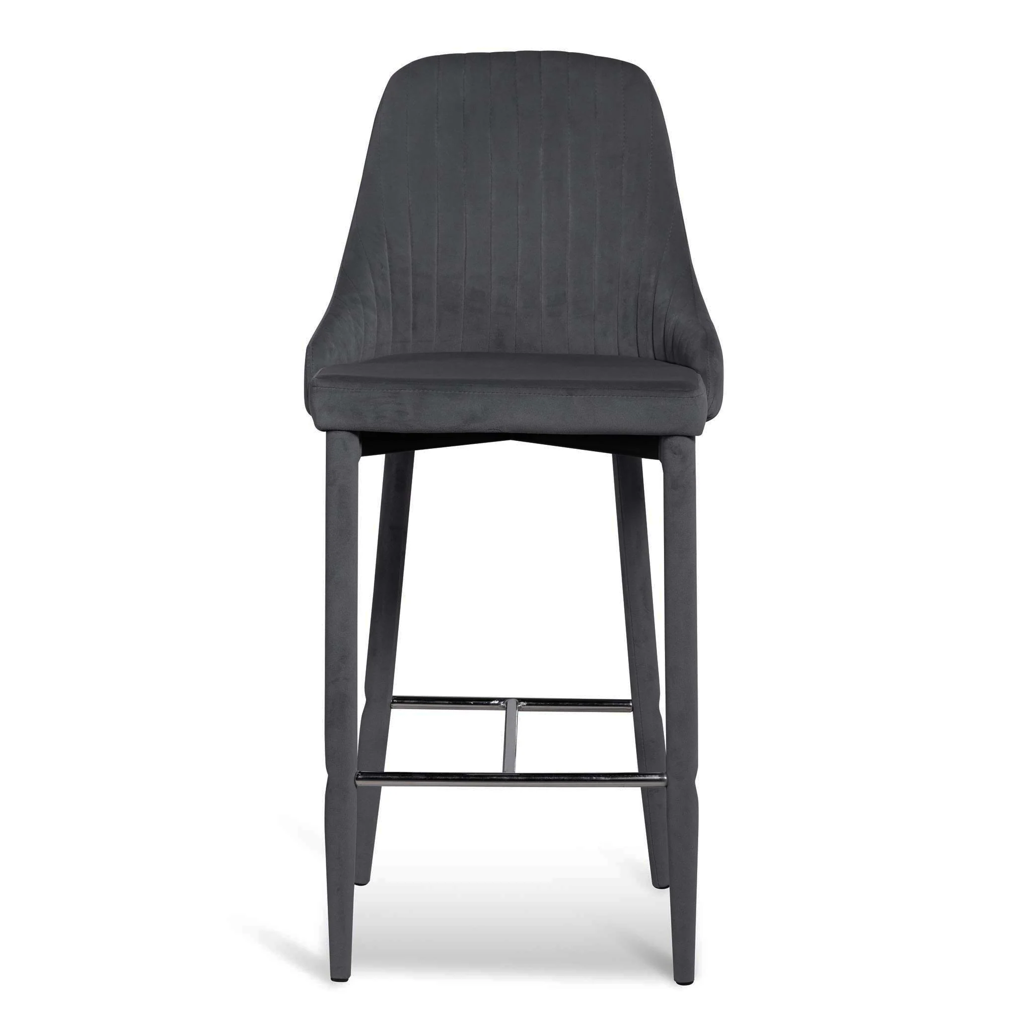 Ex Display - Arlen 65cm Bar Stool - Grey Velvet - Image 2