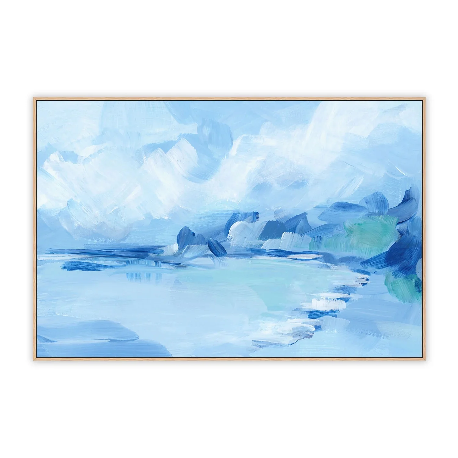 Ex Display - Beach Abstract, Style B, By Emily Wood 90cm x 60cm Framed Canvas - Oak Frame