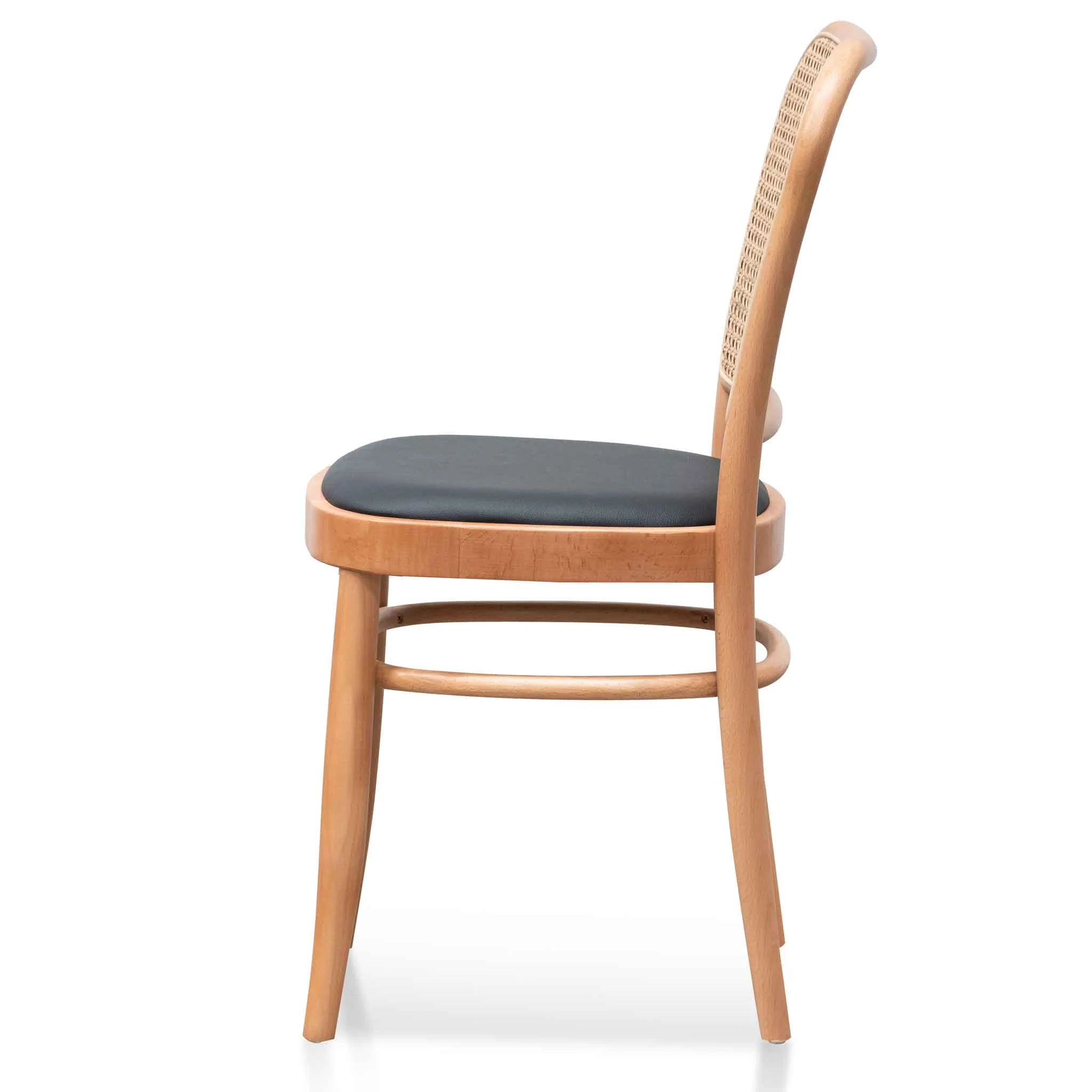 Ex Display - Bonilla Black Cushion Dining Chair - Natural Frame and Rattan - Image 3