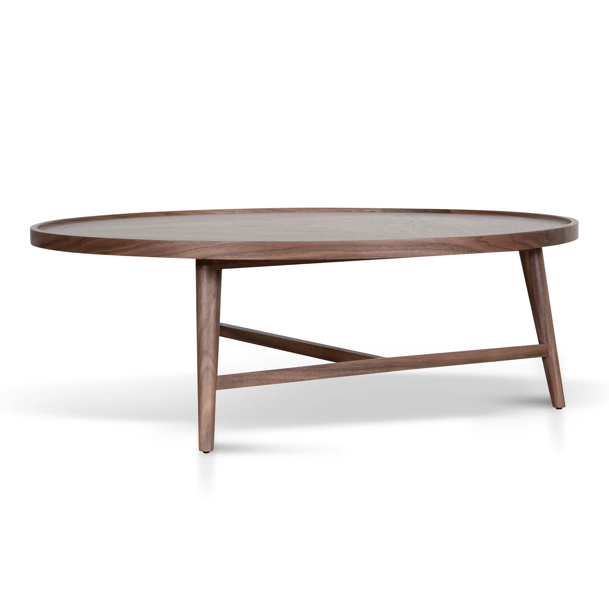Brenda 1.1m Wooden Round Coffee Table - Walnut - Image 5