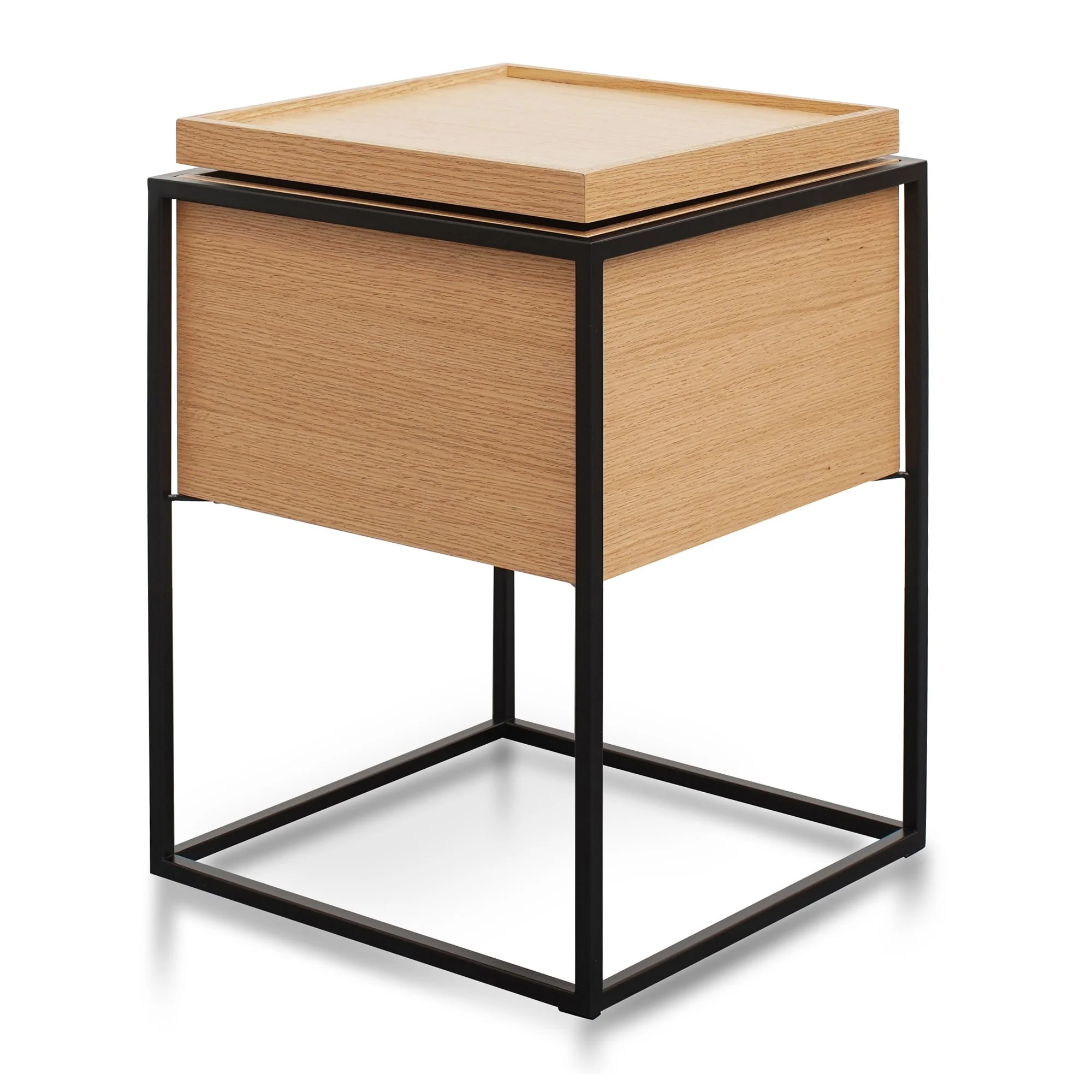 Ex Display - Cane Scandinavian Oak Side Table - Black Frame - Image 15