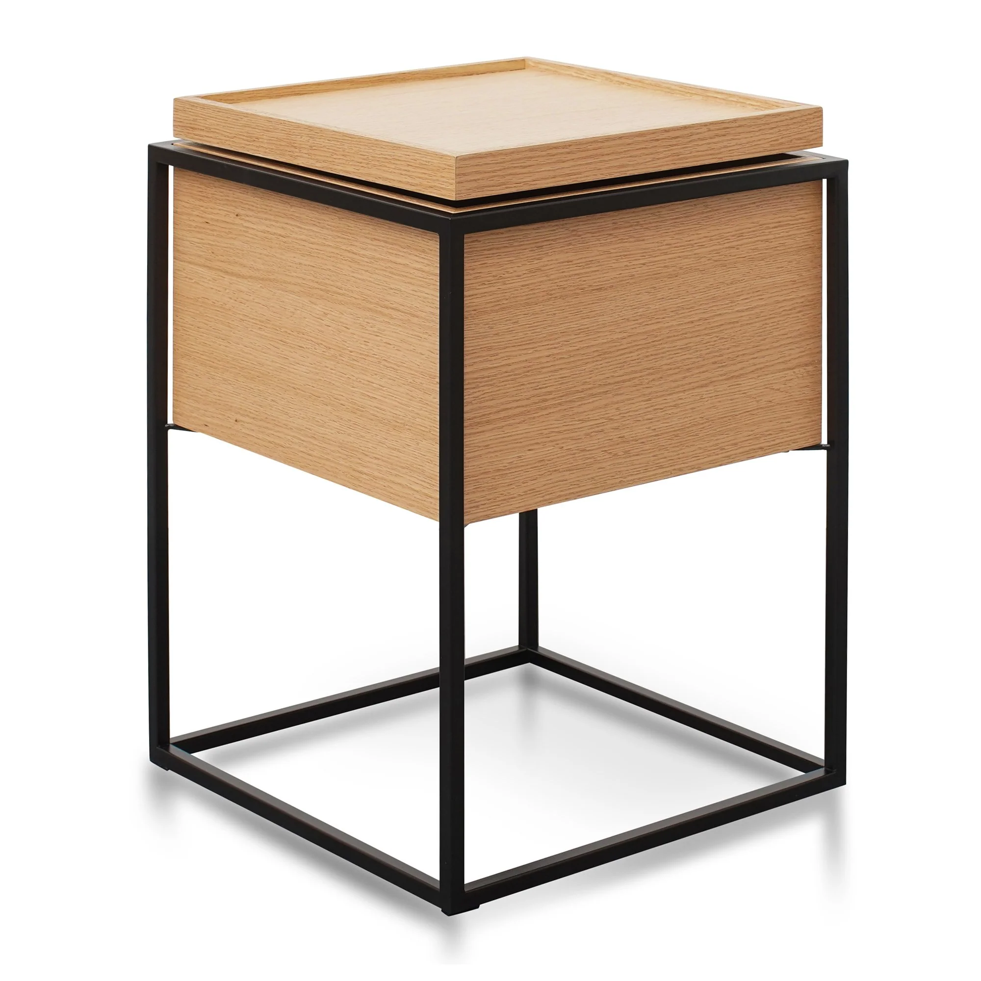 Ex Display - Cane Scandinavian Oak Side Table - Black Frame - Image 17