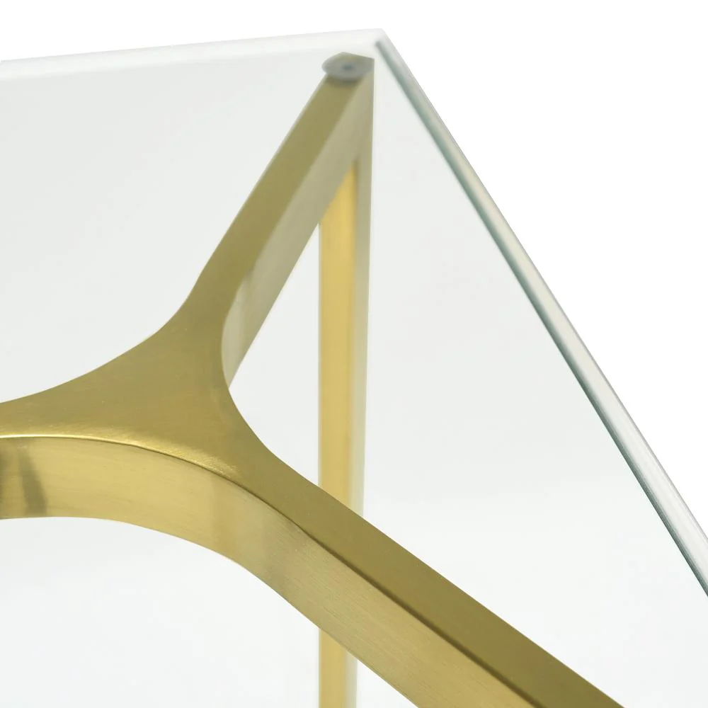 Ex Display - Cannon 1.2m Glass Console Table - Gold Base - Image 15