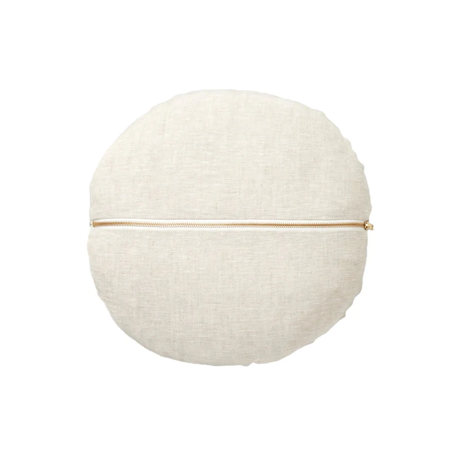 Ex Display - Check 40cm Round Cushion - Sky with Feather Insert - Image 3