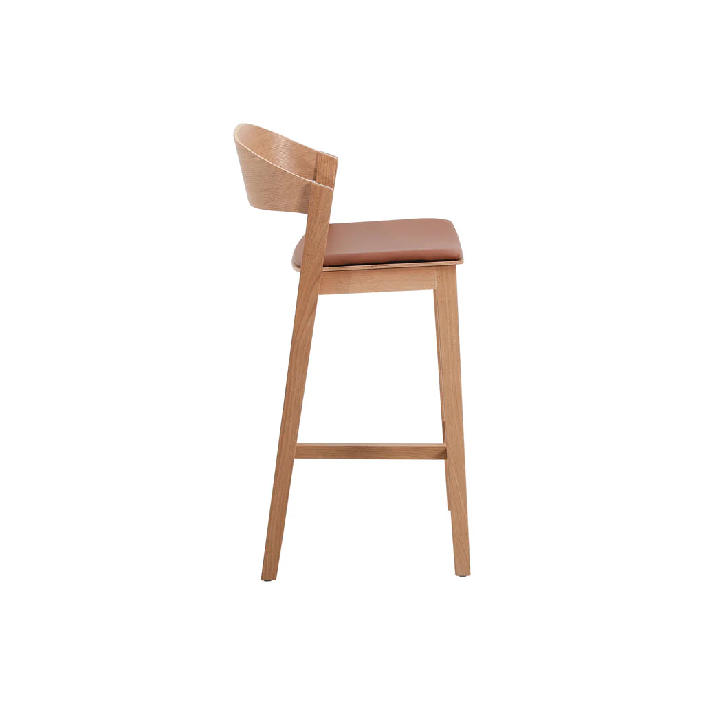Ex Display - Davis Natural Bar Stool - Brown Seat - Image 13