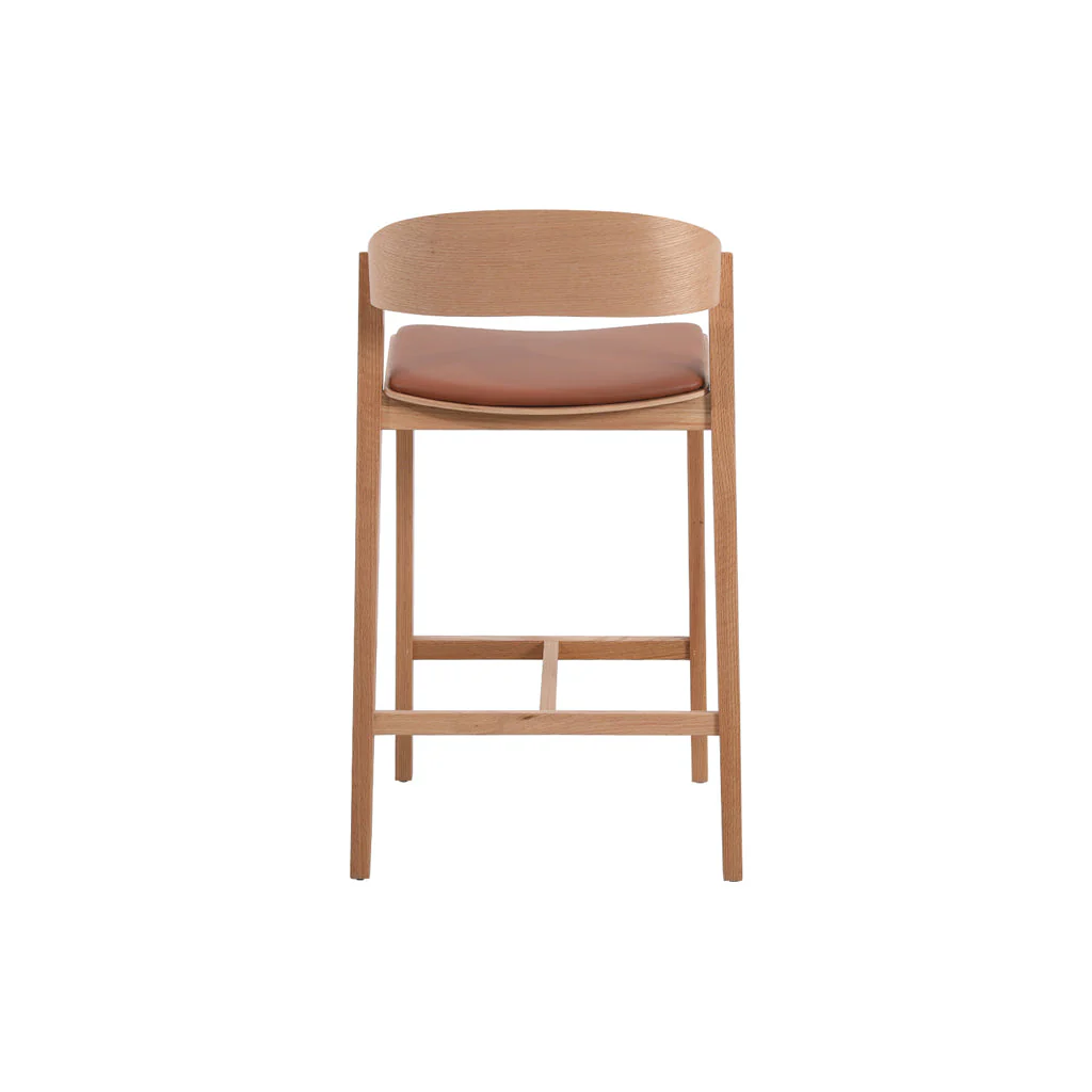 Ex Display - Davis Natural Bar Stool - Brown Seat - Image 15