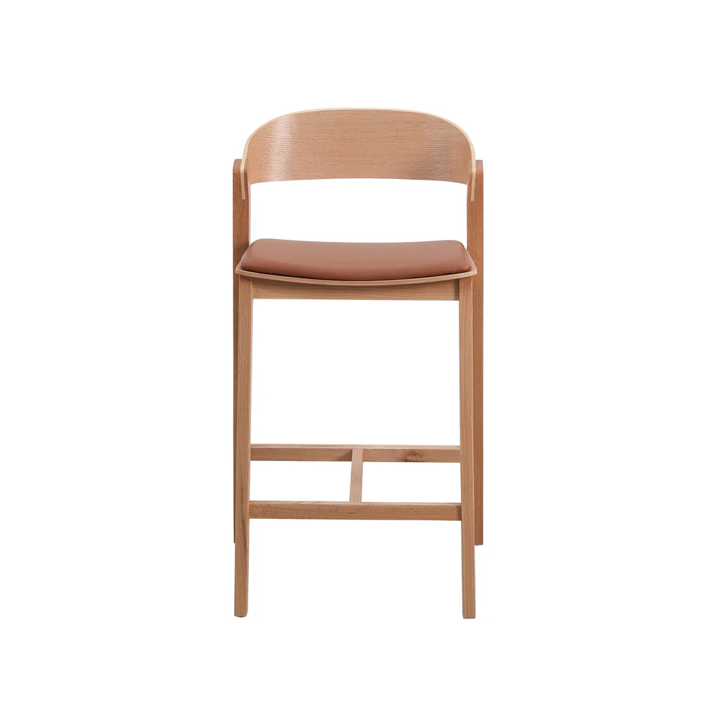 Ex Display - Davis Natural Bar Stool - Brown Seat - Image 22