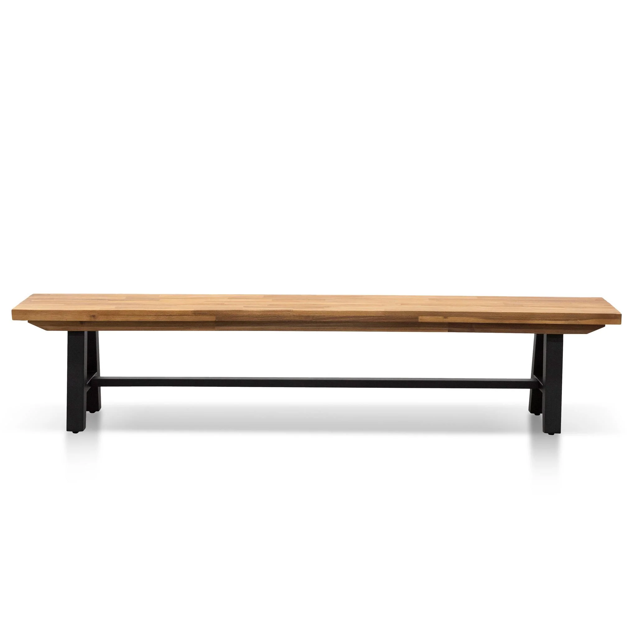 Ellis Outdoor Wooden Bench - Natural Top and Black Legs - Image 2