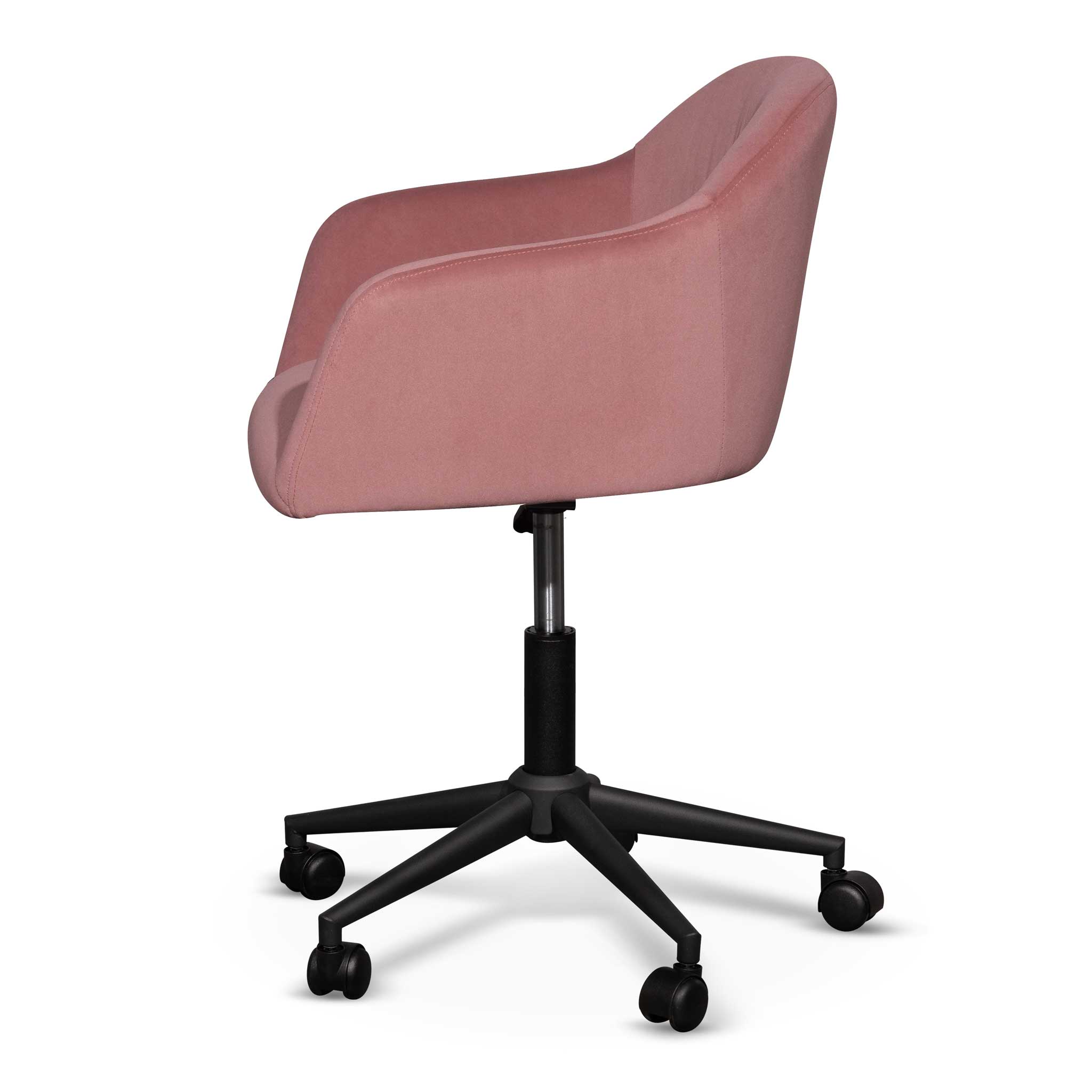 Ex Display - Enoch Blush Velvet Office Chair - Black Base - Image 3