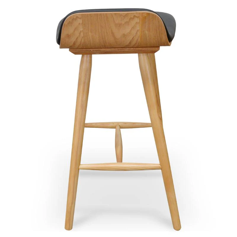 Ex Display - Finn Bar stool - Black PU - Natural - Image 6