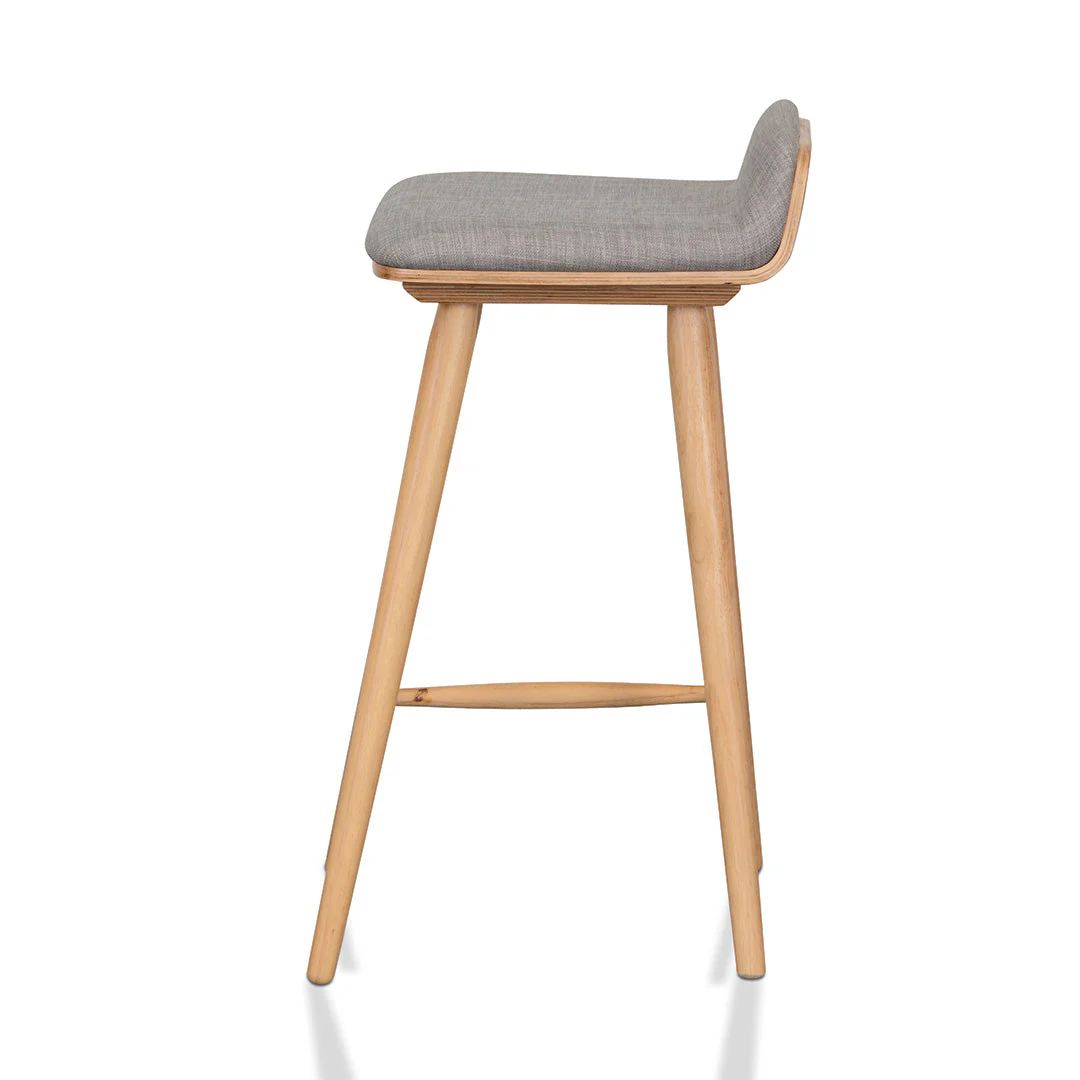 Ex Display - Finn 65cm Fabric Bar Stool - Grey - Natural - Image 3