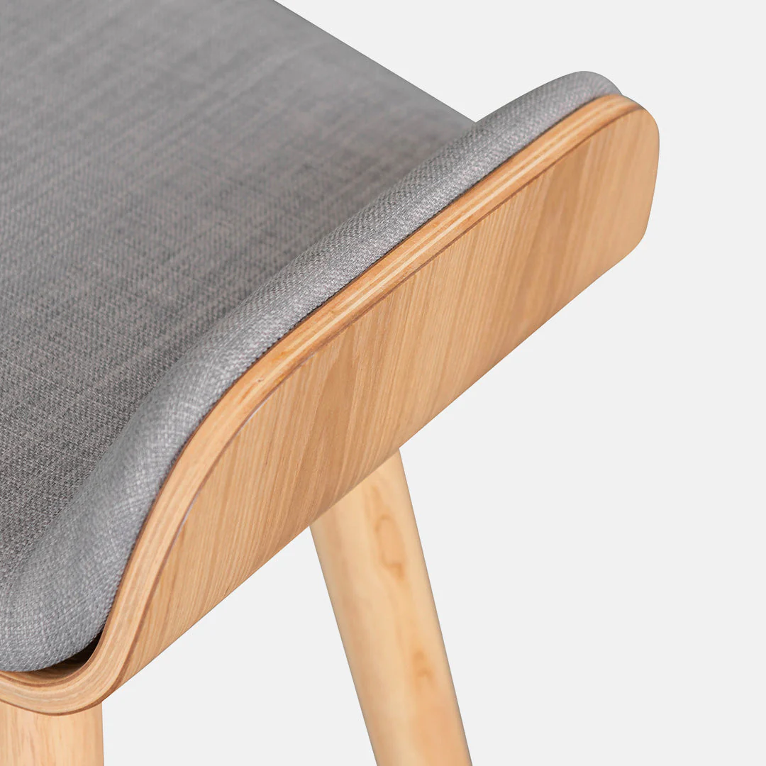 Ex Display - Finn 65cm Fabric Bar Stool - Grey - Natural - Image 6