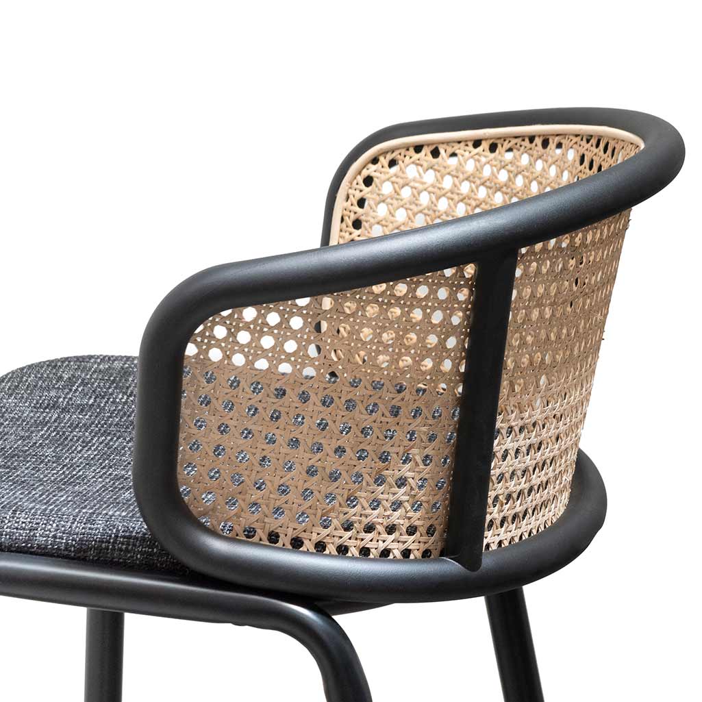 Ex Display - Florine 75cm Fabric Bar Stool - Black Legs - Image 7