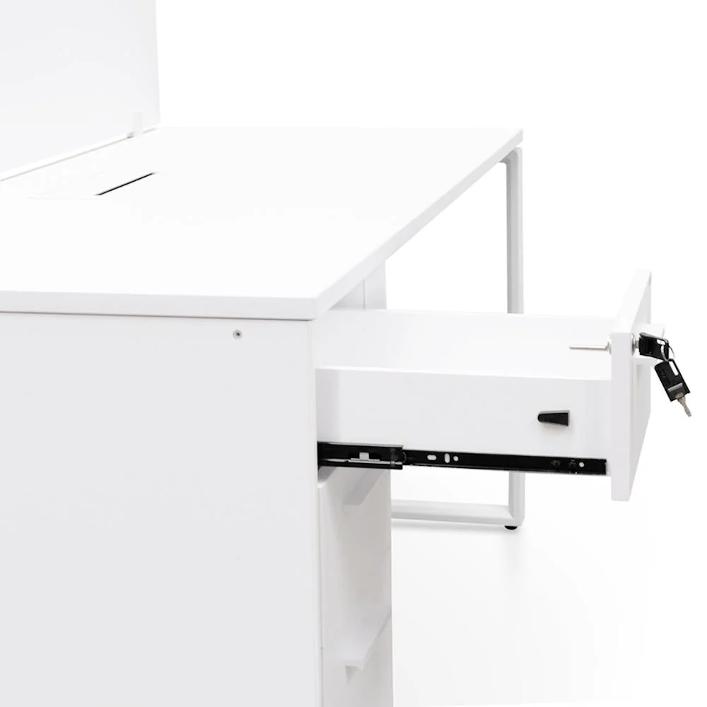 Ex Display - Halo 2 Seater 160cm Office Desk With Privacy Screen - White - Upgraded Legs - Image 4