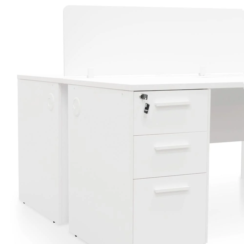 Ex Display - Halo 2 Seater 160cm Office Desk With Privacy Screen - White - Upgraded Legs - Image 8