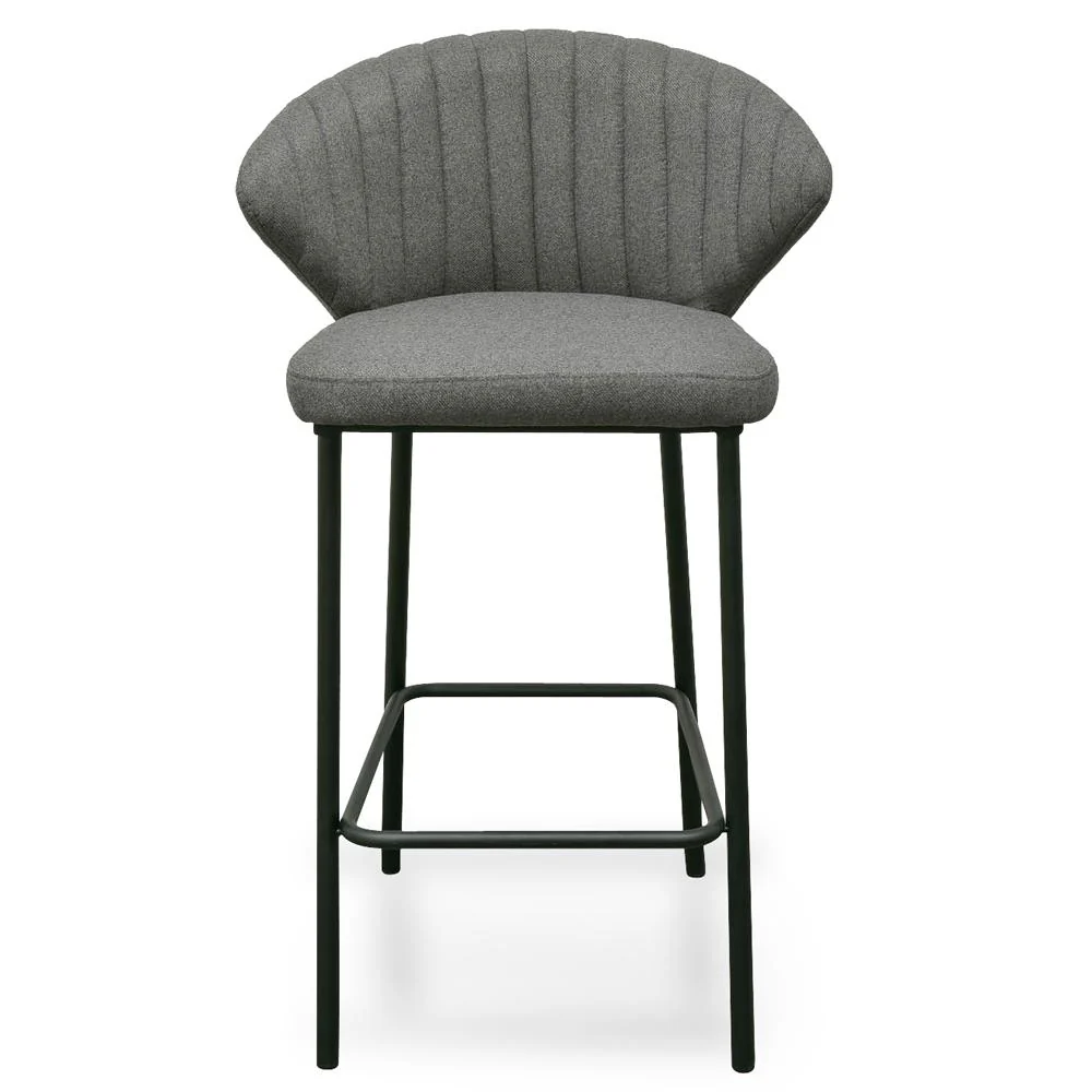Ex Display - Heidi 65cm (H) Fabric Bar Stool - Grey - Image 2