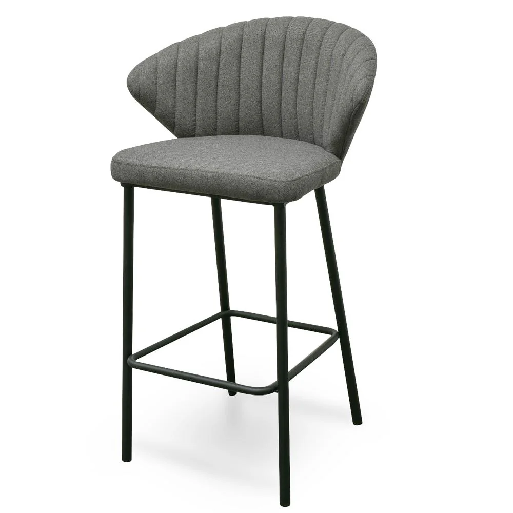 Ex Display - Heidi 65cm (H) Fabric Bar Stool - Grey - Image 21