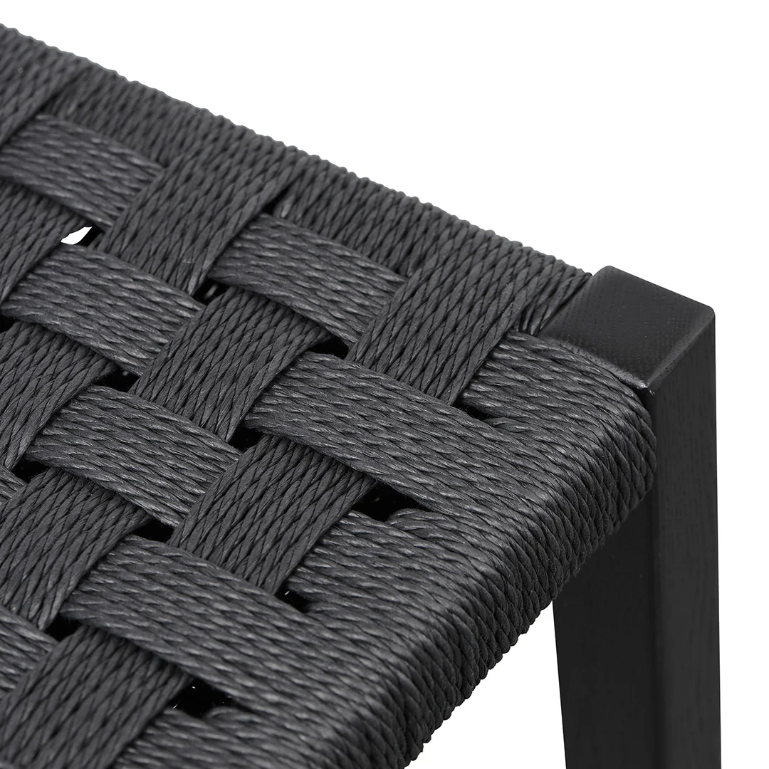 Jolen 65cm Rattan Bar Stool - Full Black - Image 4