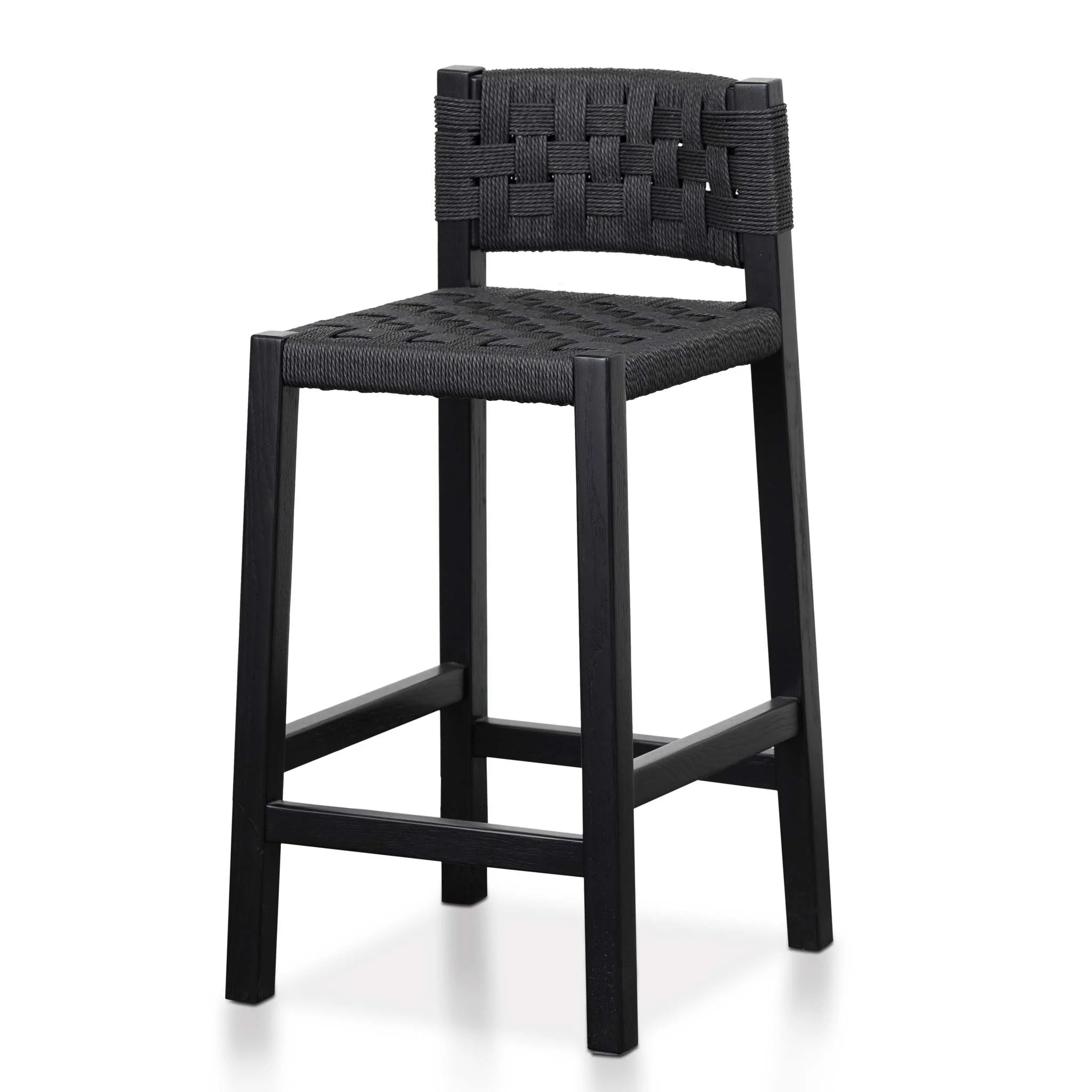 Ex Display - Jolen Rattan Bar Stool - Black with Back - Image 11