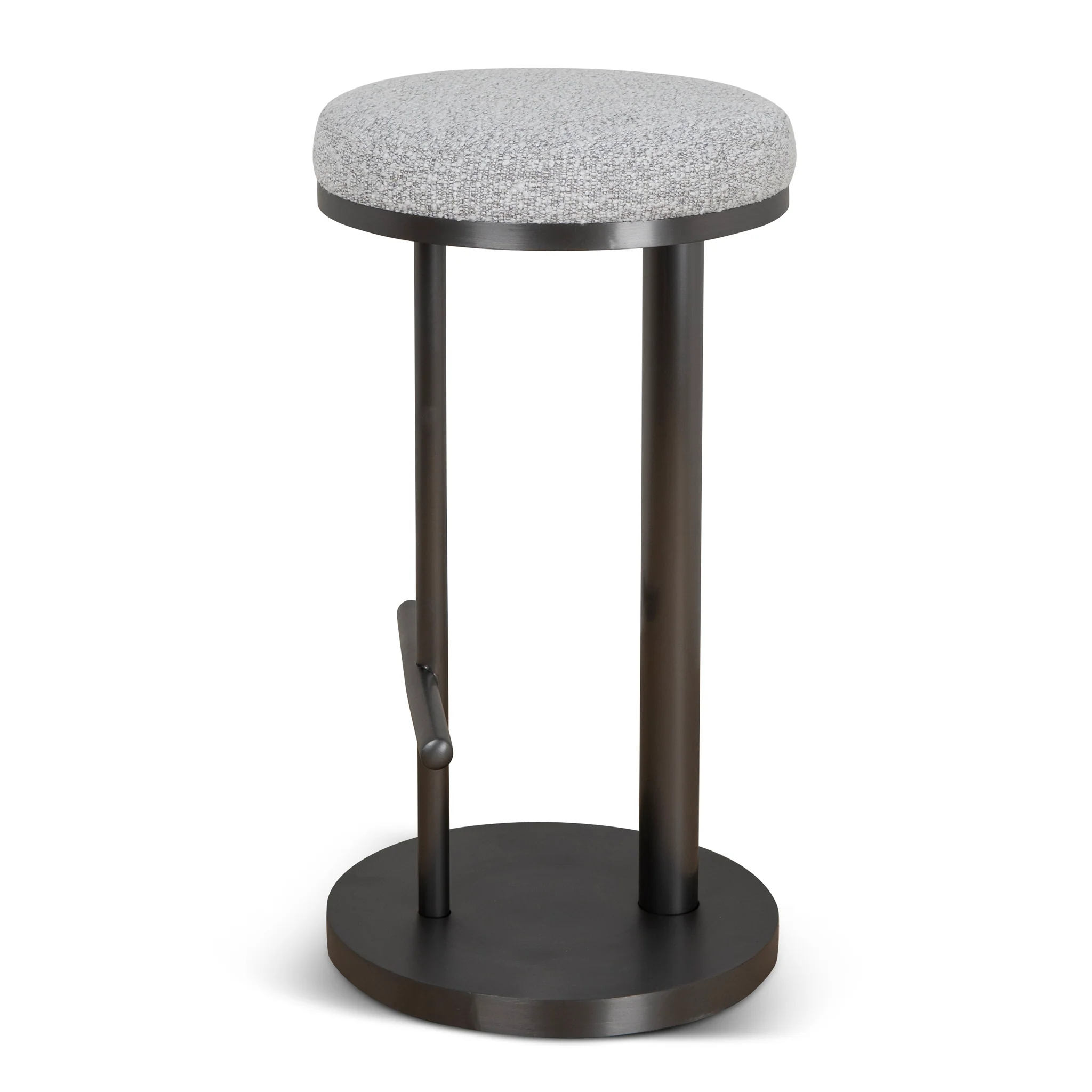 Ex Display - Jovan 68cm Brush Black Bar Stool - Silver Grey Boucle