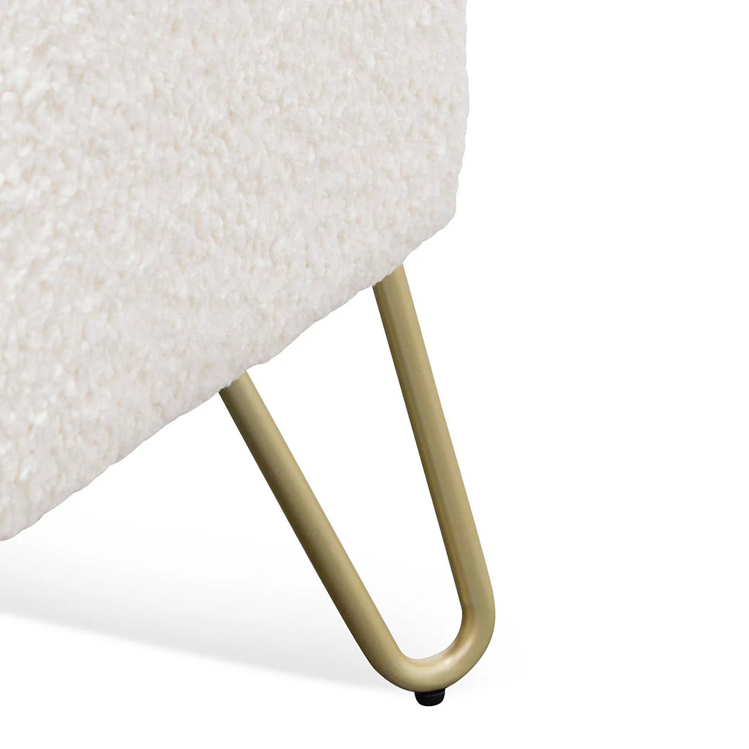 Ex Display - Lena Armchair - Ivory White Synthetic Wool with Golden Legs - Image 8