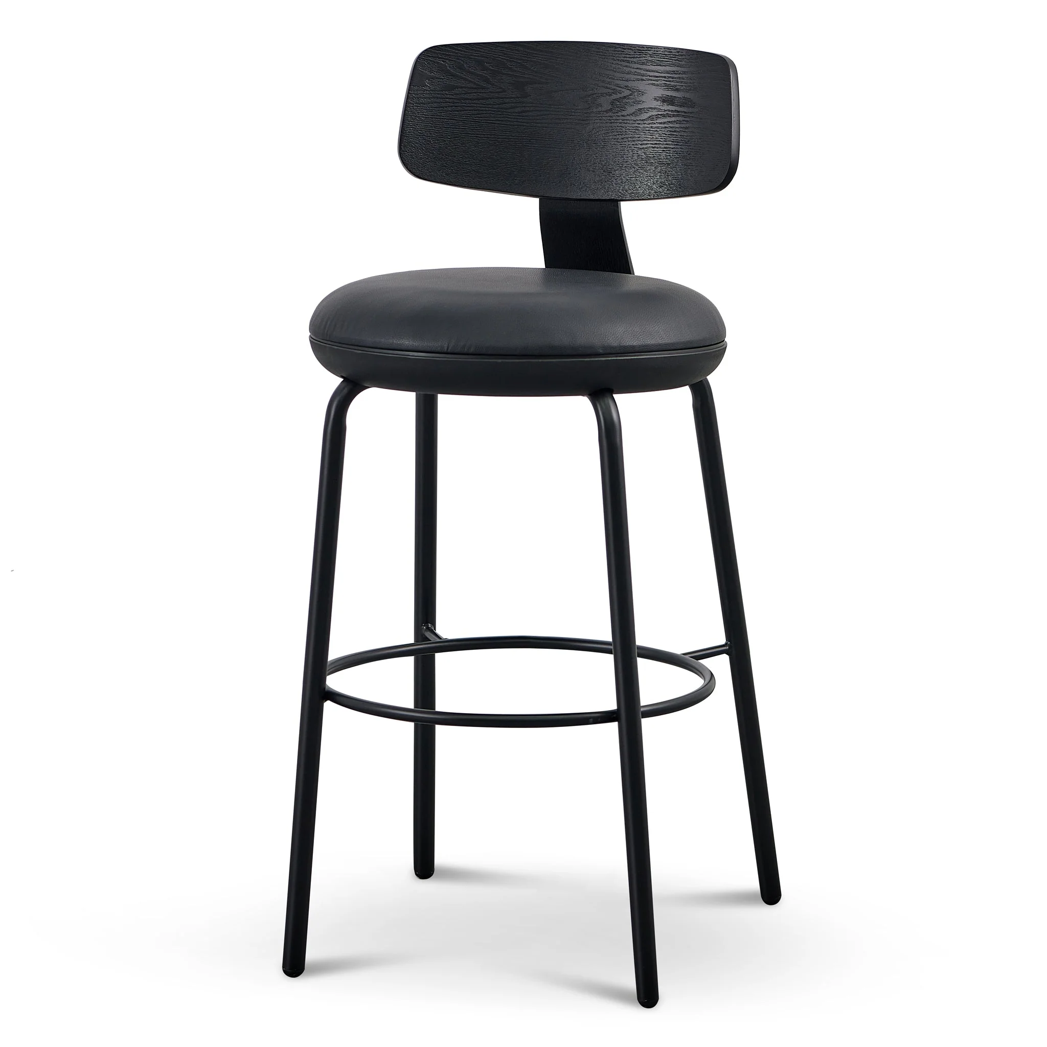 Martino 65cm Bar Stool - Full Black - Image 3