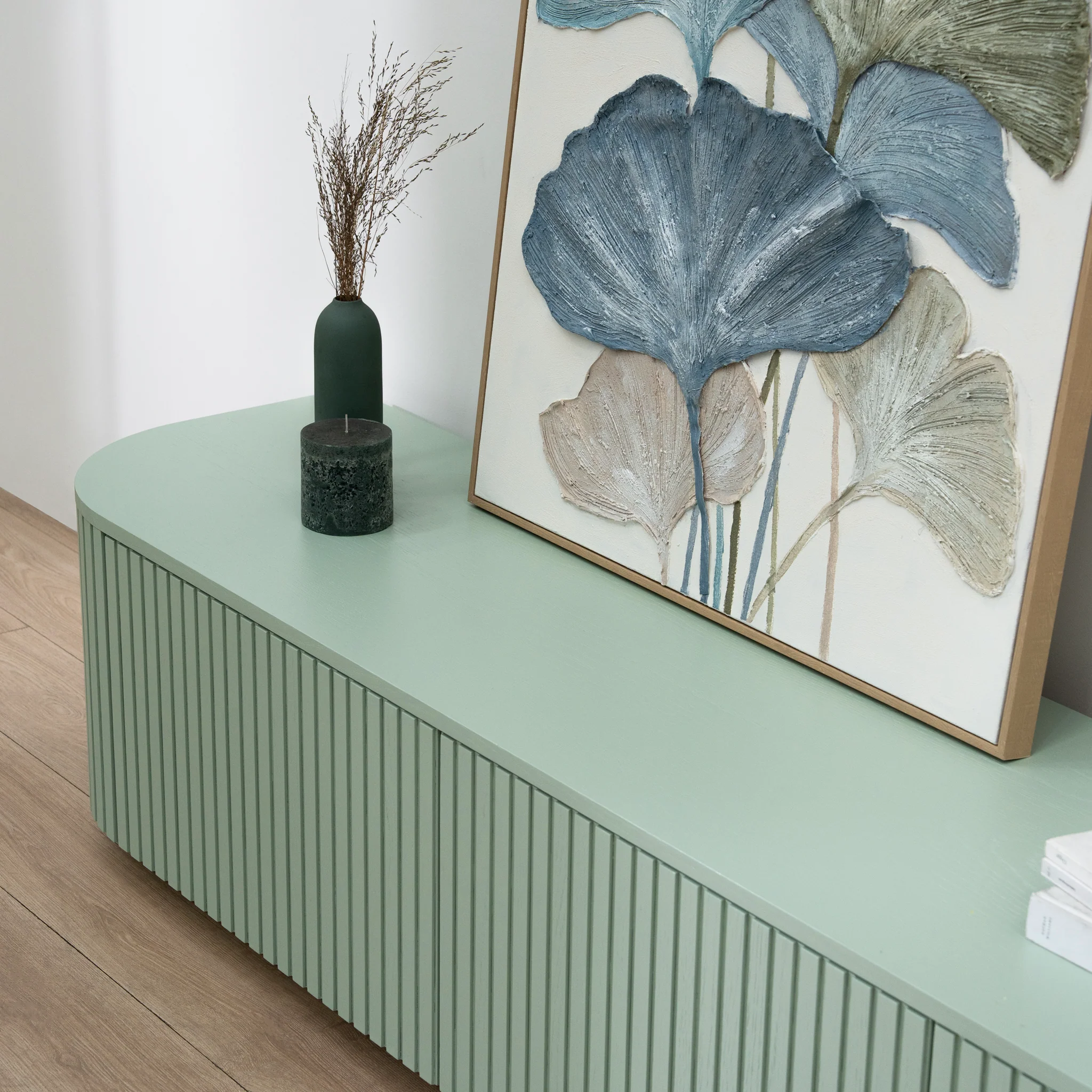 Ex Display - Marty 2.4m Entertainment TV Unit - Sage Green - Image 2