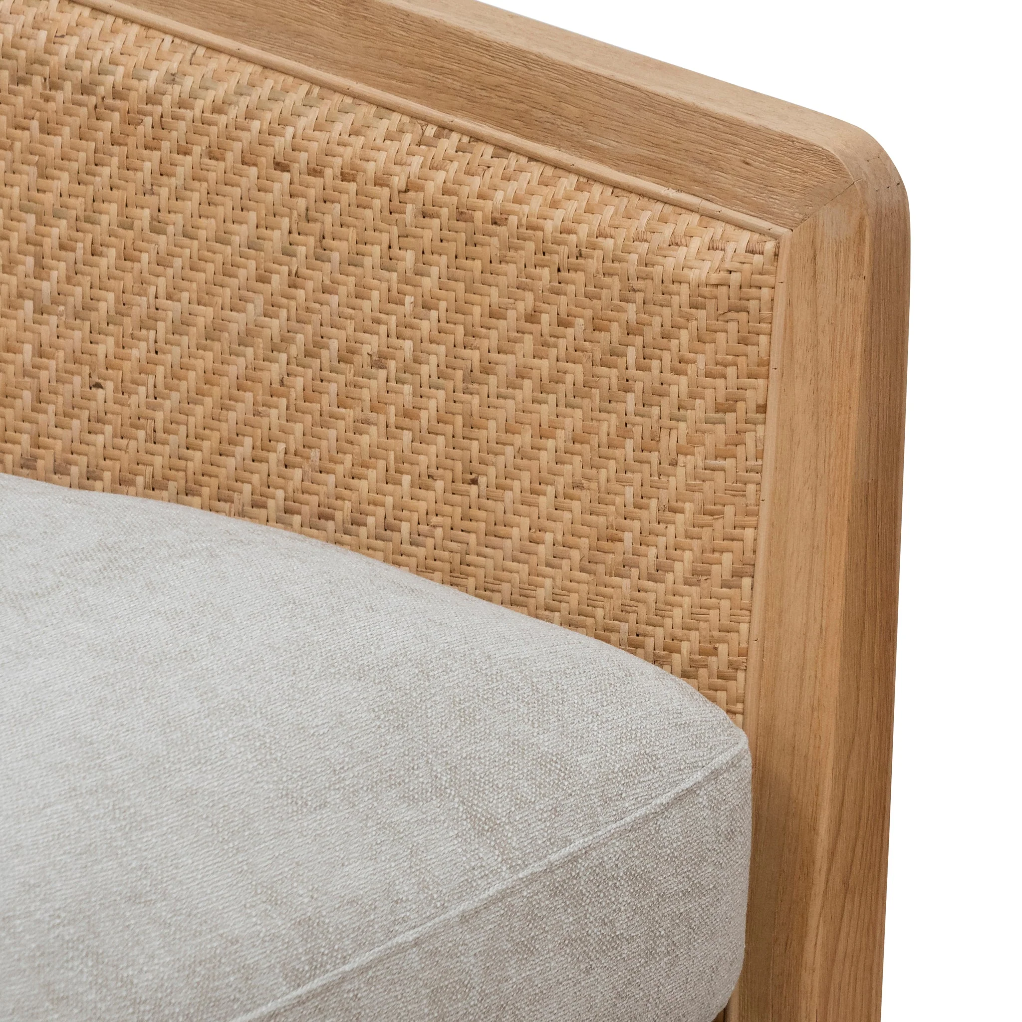 Ex Display - Mendez Wooden Armchair - Greige Fabric - Image 8