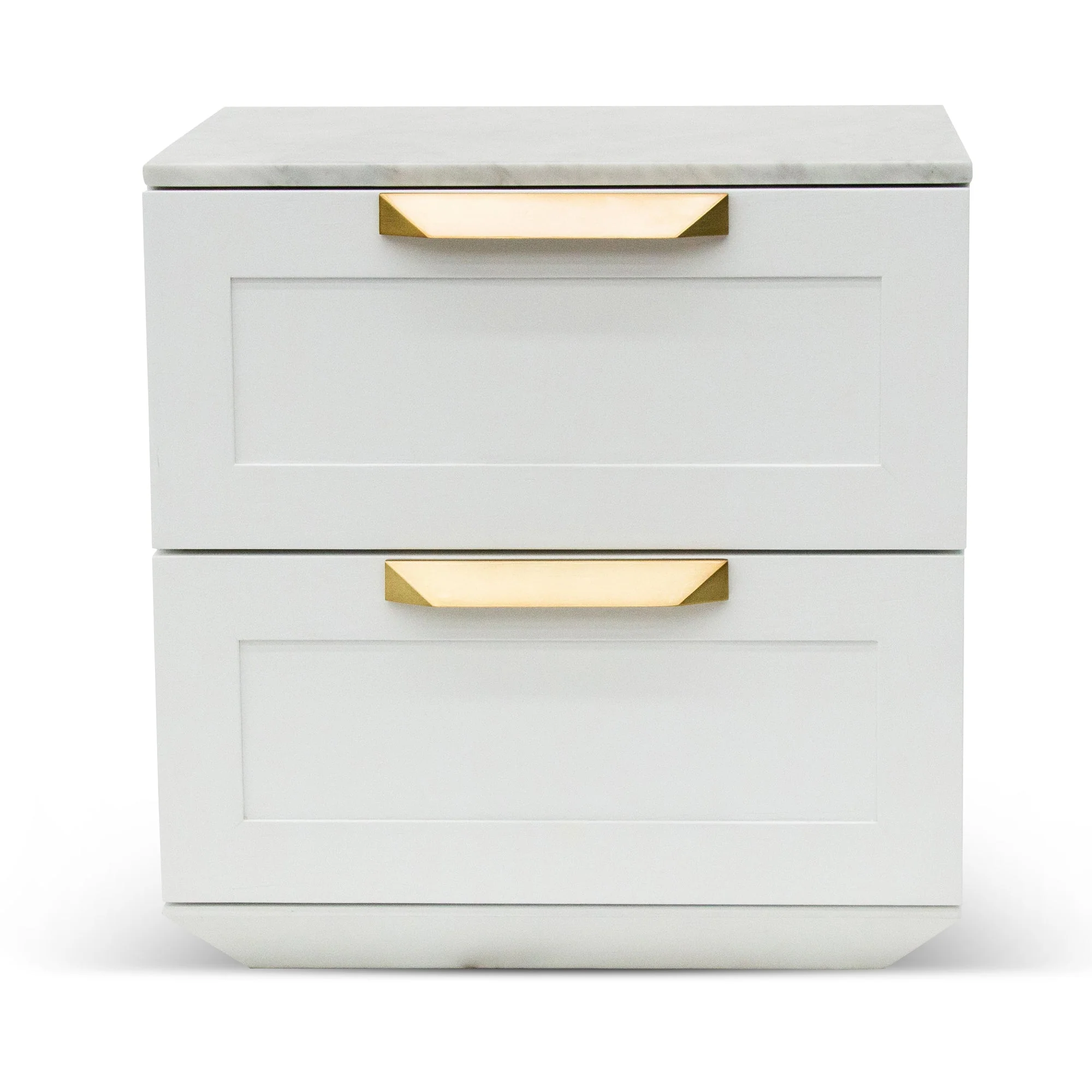 Nelda Bedside Table - White with Marble Top - Image 2