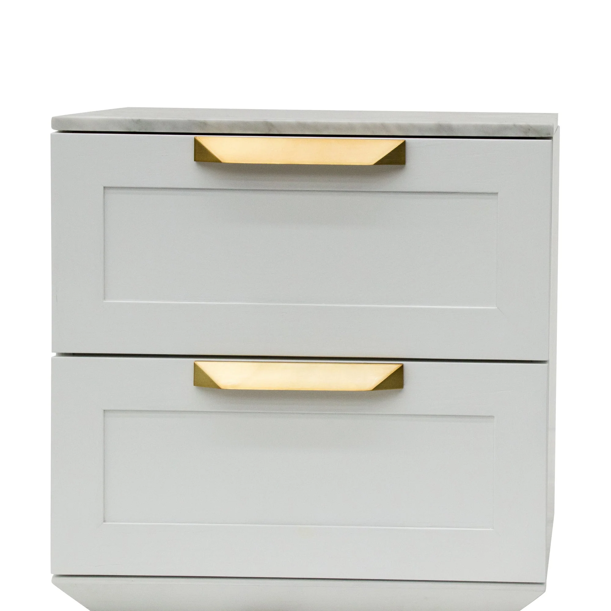 Nelda Bedside Table - White with Marble Top - Image 4