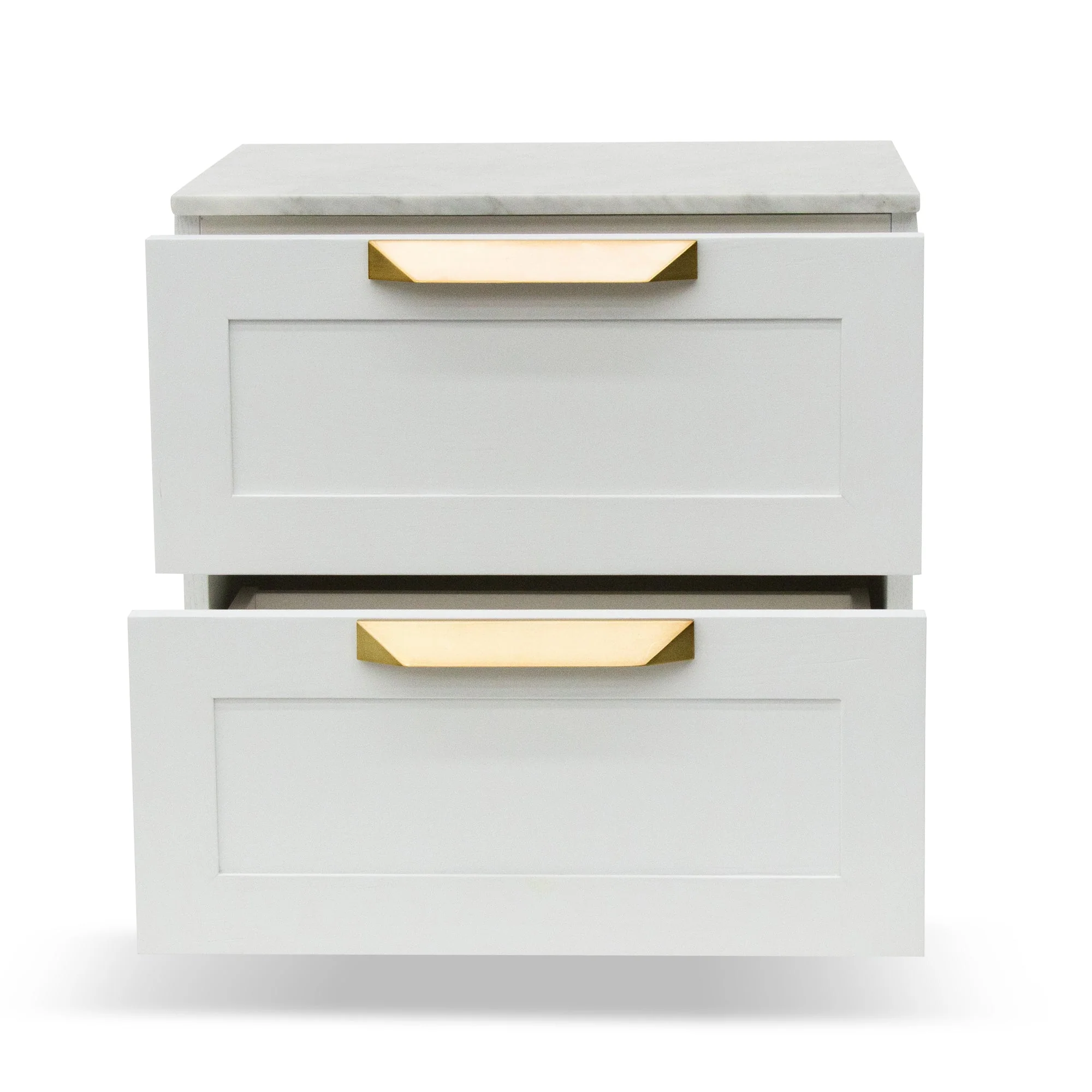 Nelda Bedside Table - White with Marble Top - Image 5