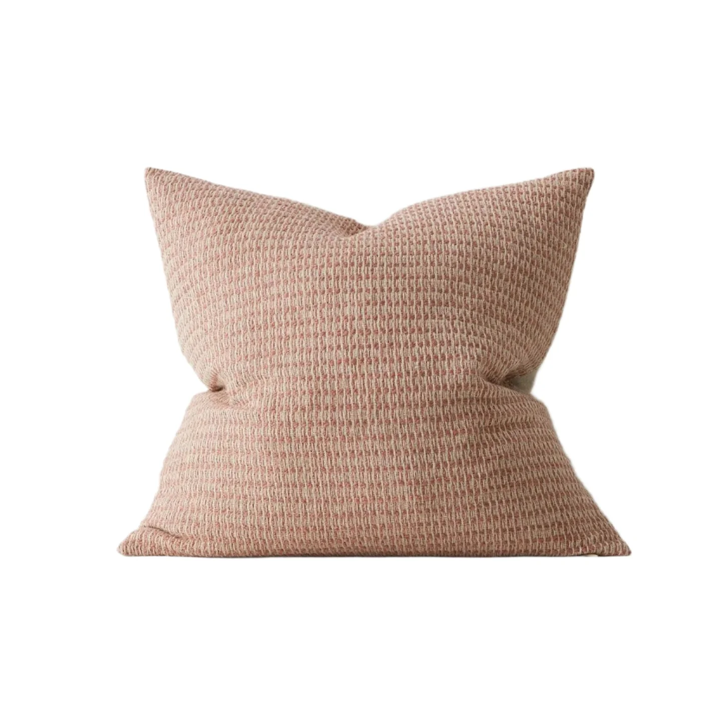Ex Display - Nicolo 50cm Woven Linen Check Design Cushion - Blush